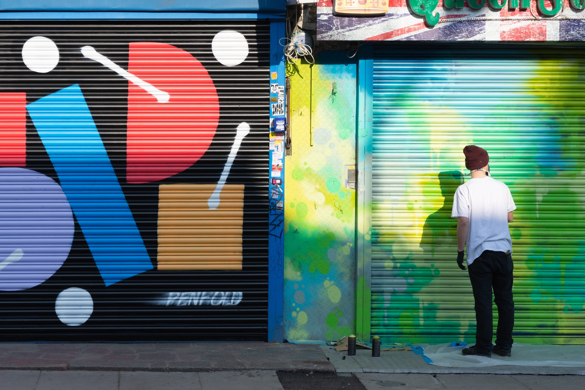 Urban pop-up event space in Spread Eagle with high-impact street-style backdrop.
