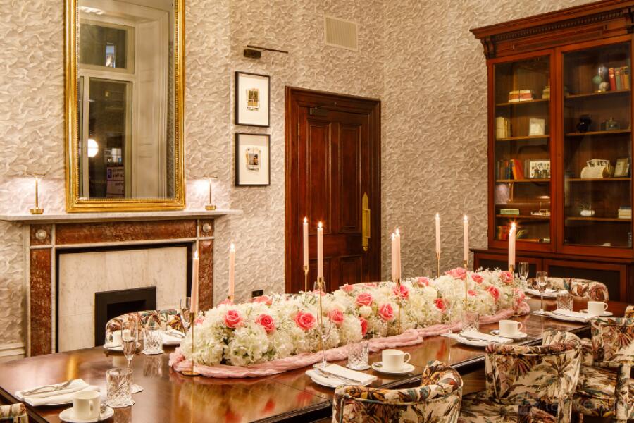 The Mezzanine at Hotel Indigo Liverpool: Private dining boardroom with elegant floral decor.