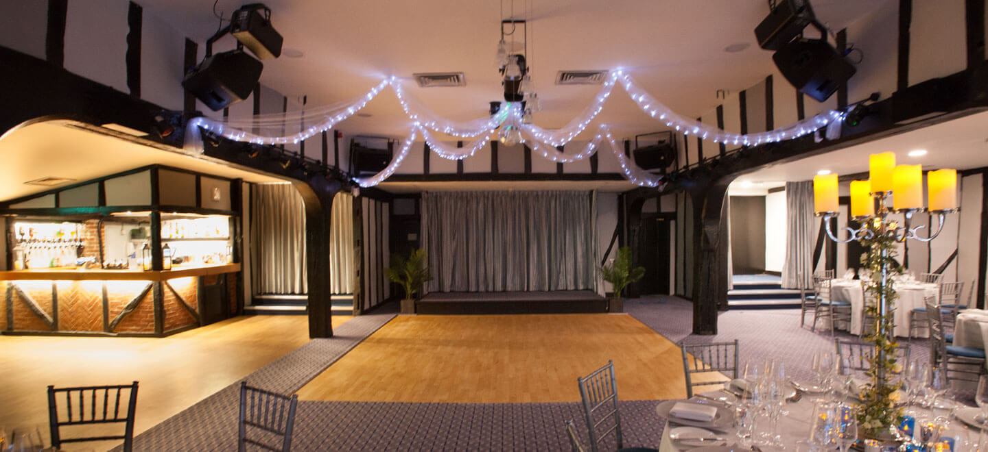 Stable Inn banquet hall with dance floor for weddings and corporate events.