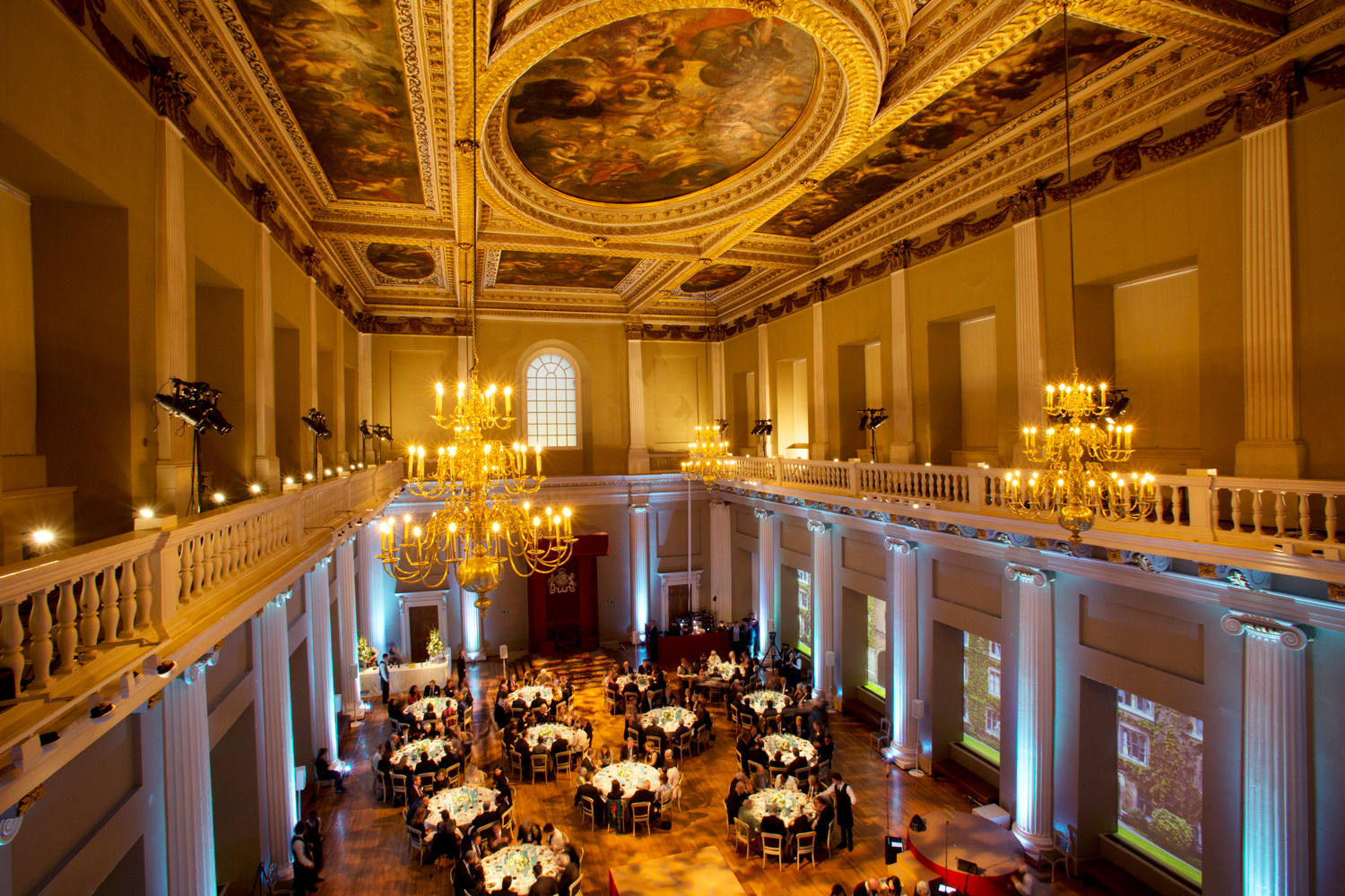 Palais Ballroom venue with opulent chandeliers for gala dinner or awards ceremony.