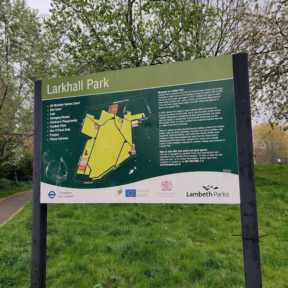 Outdoor venue site map of Larkhall Park for event planning and logistics.