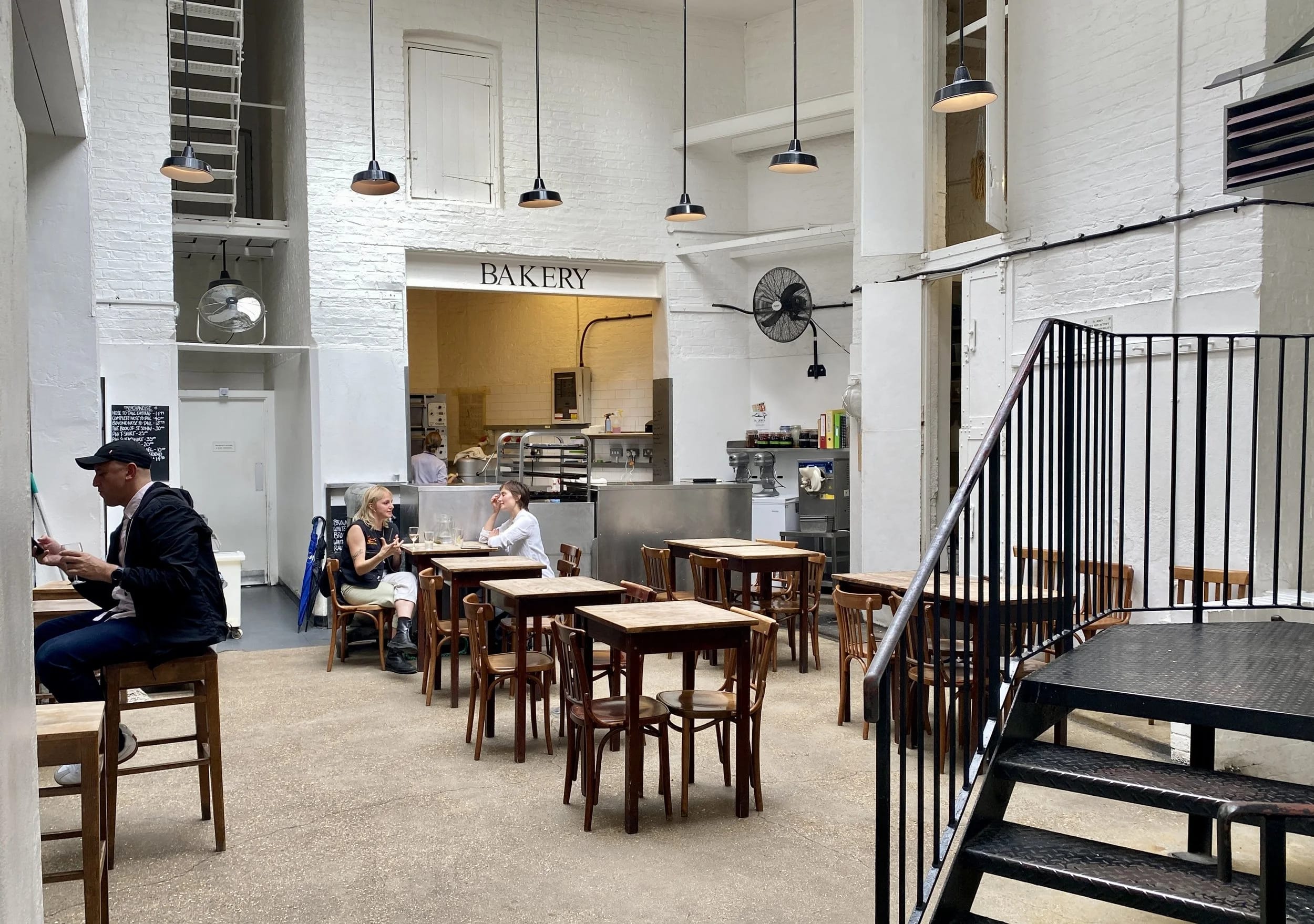 Industrial-chic venue at St. JOHN Bread and Wine for networking mixers and workshops.