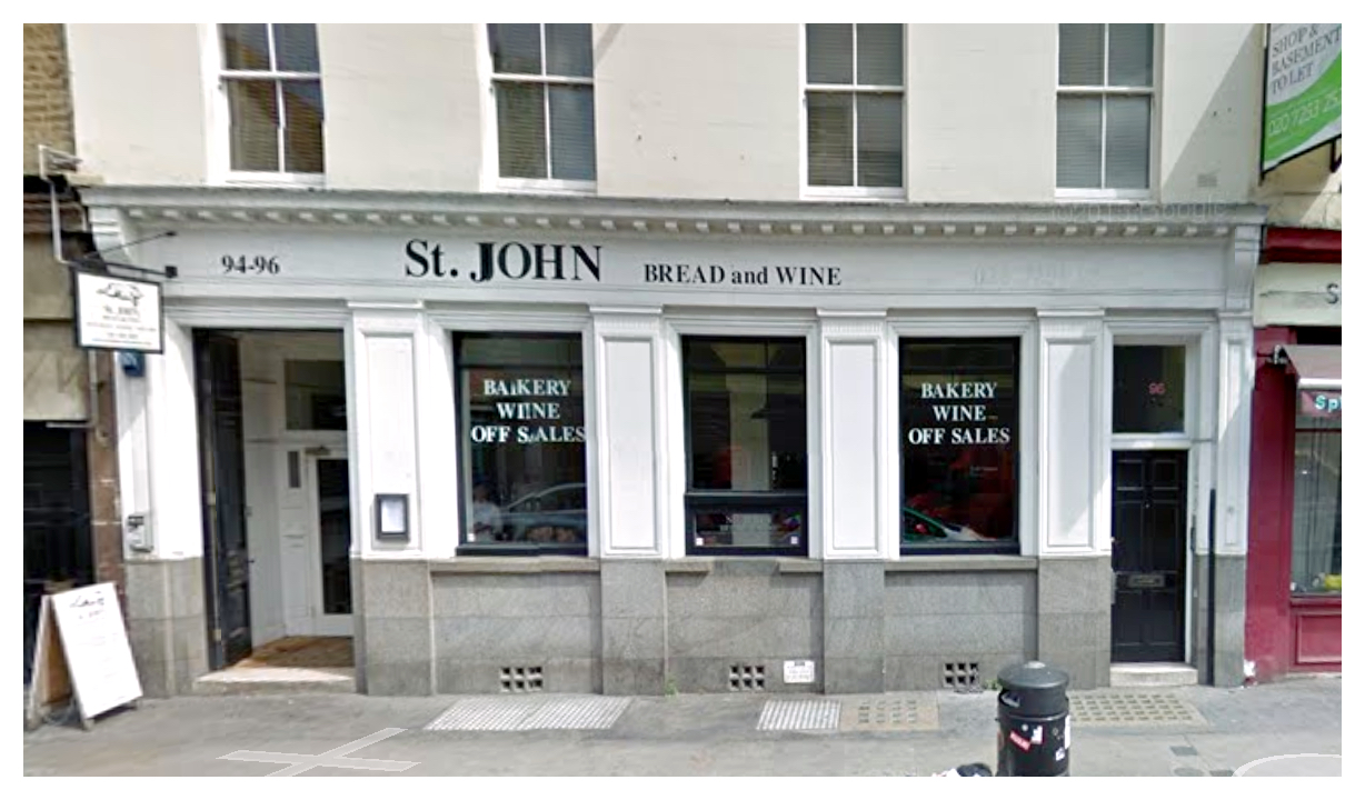 St. JOHN Bread & Wine exterior, ideal for intimate private dining and brand activation events.
