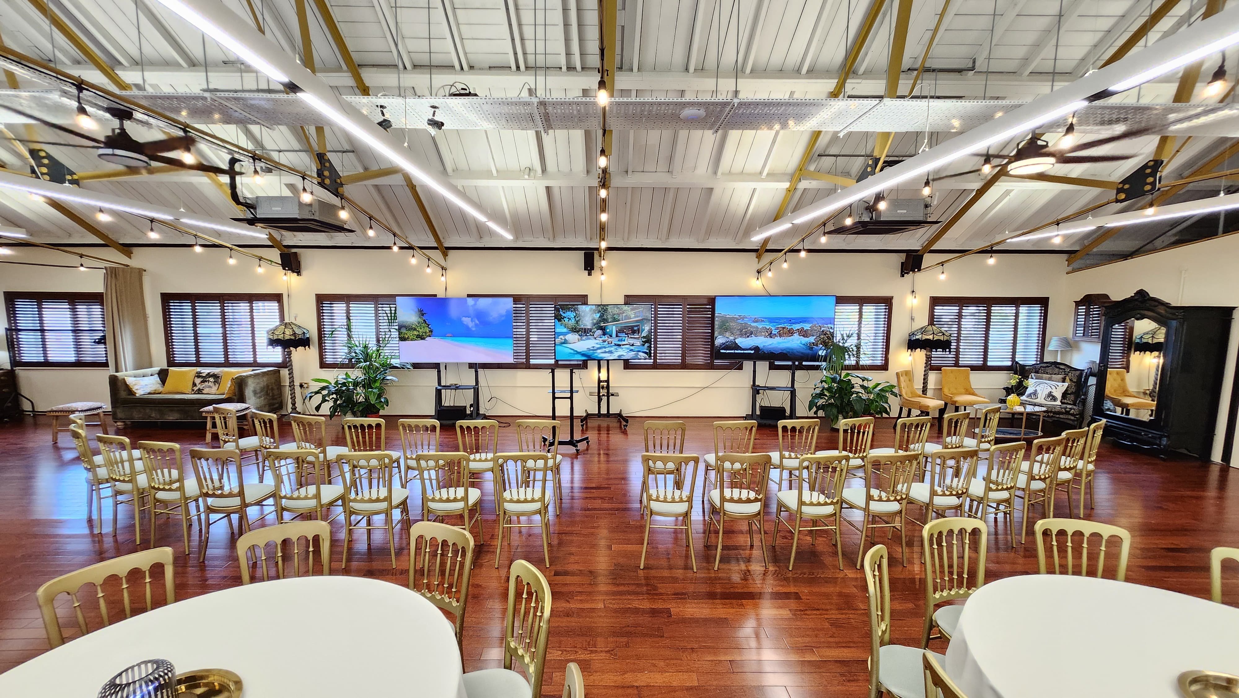 Underwood Lofts industrial event space with theatre seating for corporate presentations or workshops.