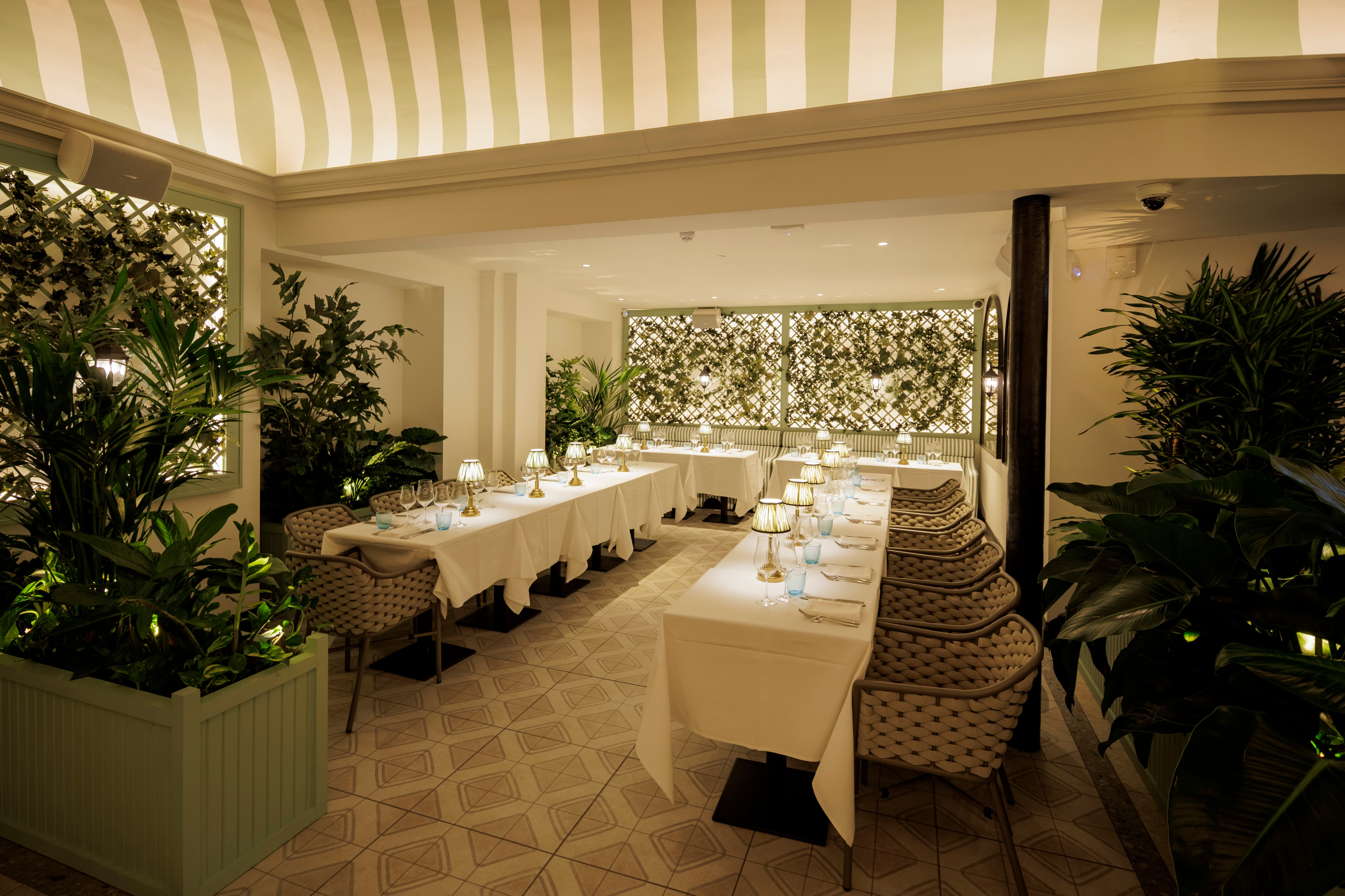 Garden Room at Pillar Hall for intimate corporate dinner or networking event.