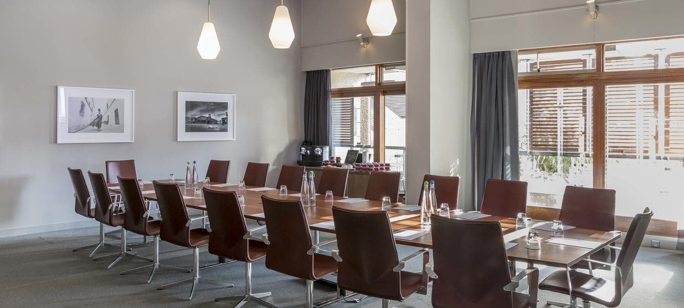 Boardroom meeting room at Barbican Centre with leather chairs for corporate events and conferences.
