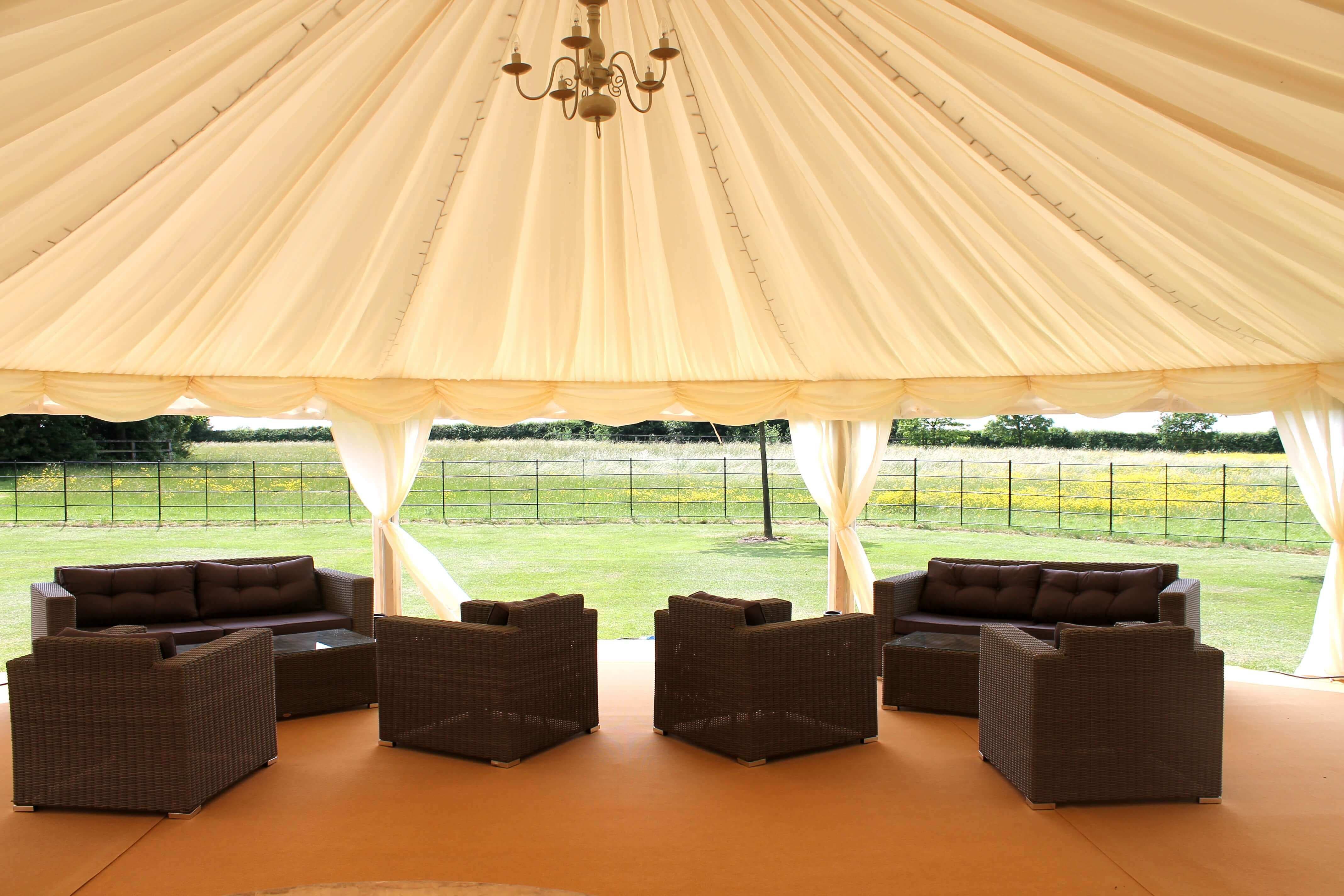 Marquee space at Nottingham Castle: luxury event lounge for weddings and corporate hospitality.