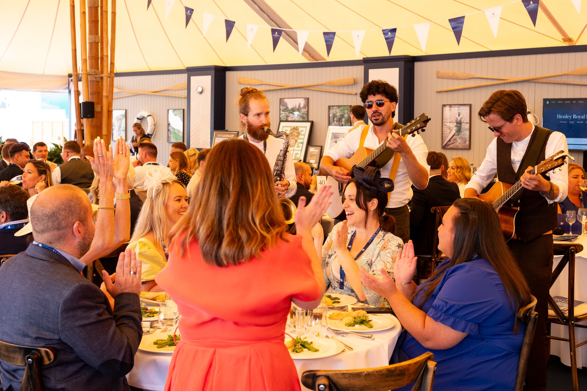 Live acoustic entertainment at Nottingham Castle marquee event for corporate hospitality.