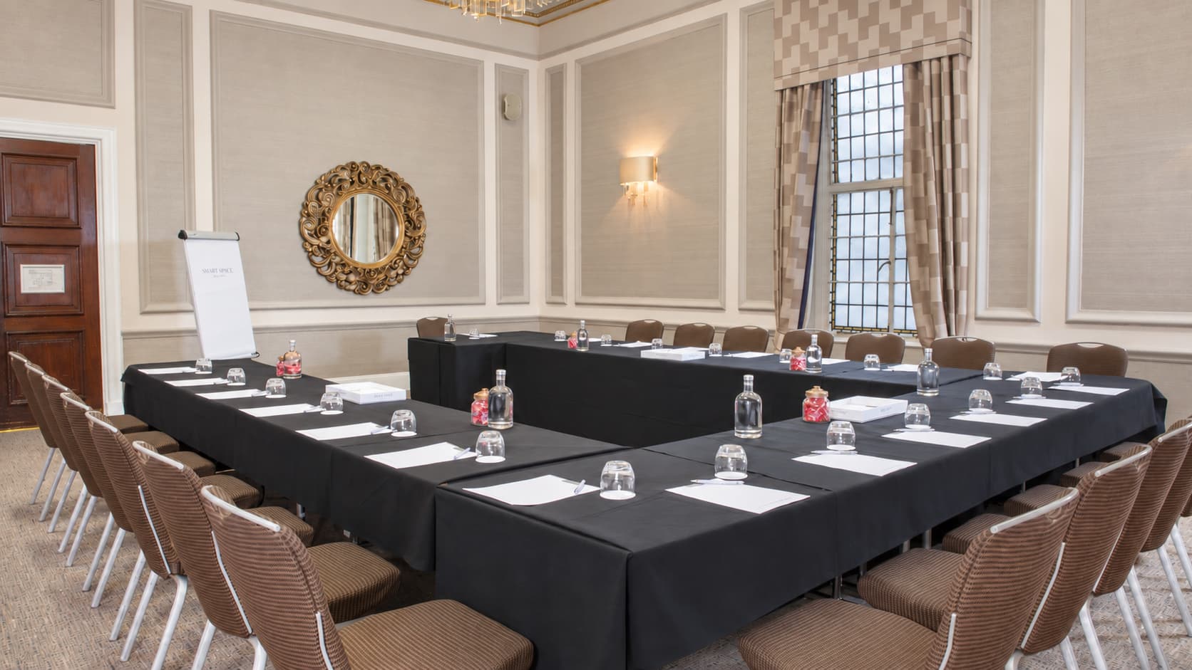U-shape meeting setup in Empire Suite, Grand Connaught Rooms for corporate events and board meetings.