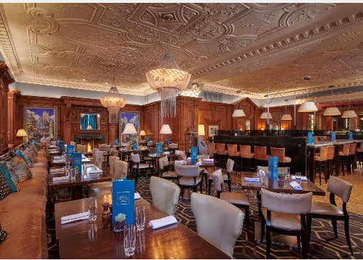 Luxury Landmark London venue with ornate ceilings for corporate dinners and VIP networking events.