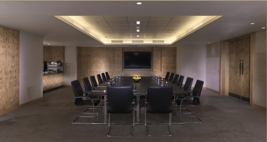 Polished boardroom at The Landmark London for executive meetings and corporate strategy sessions.