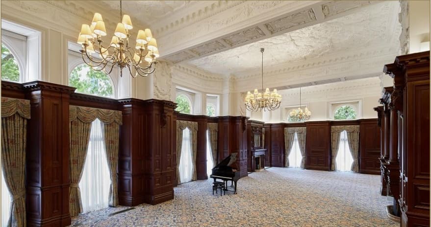 Luxury ballroom at The Landmark London for corporate gala or wedding reception venue.