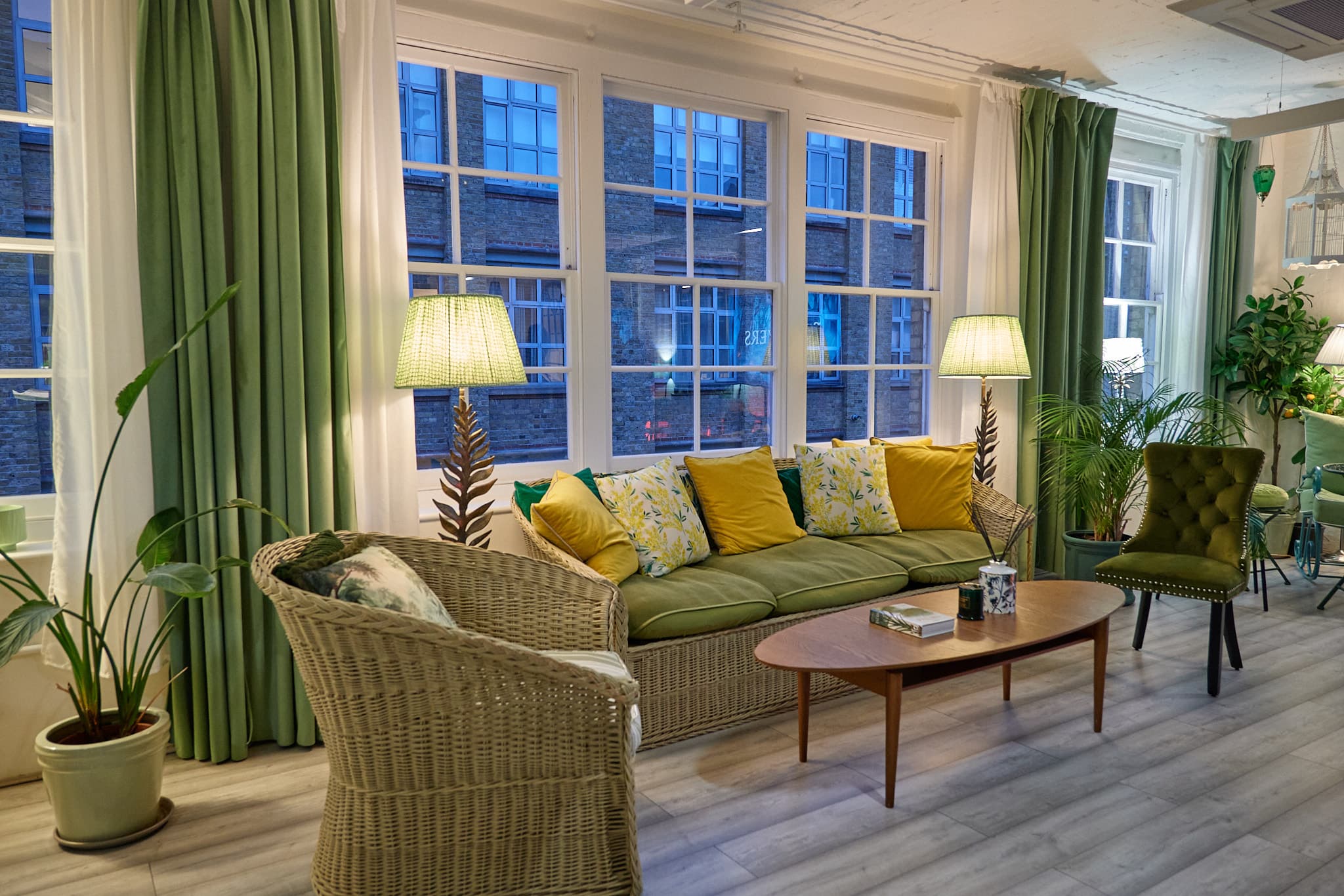 Lounge-style breakout space at Lumiere Underwood for VIP networking and informal meetings.