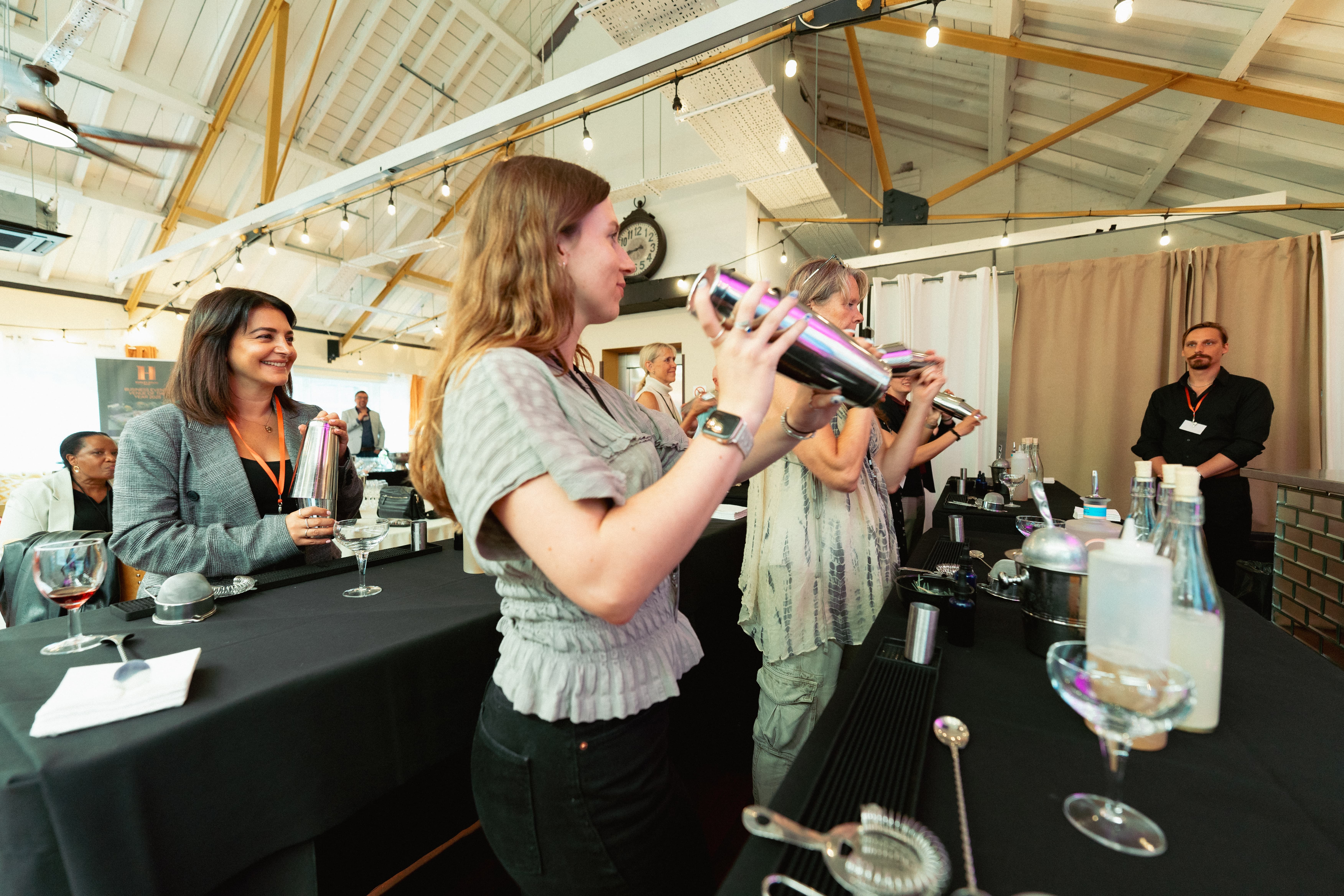 Cocktail-making teambuilding masterclass at Lumiere Underwood for corporate events.