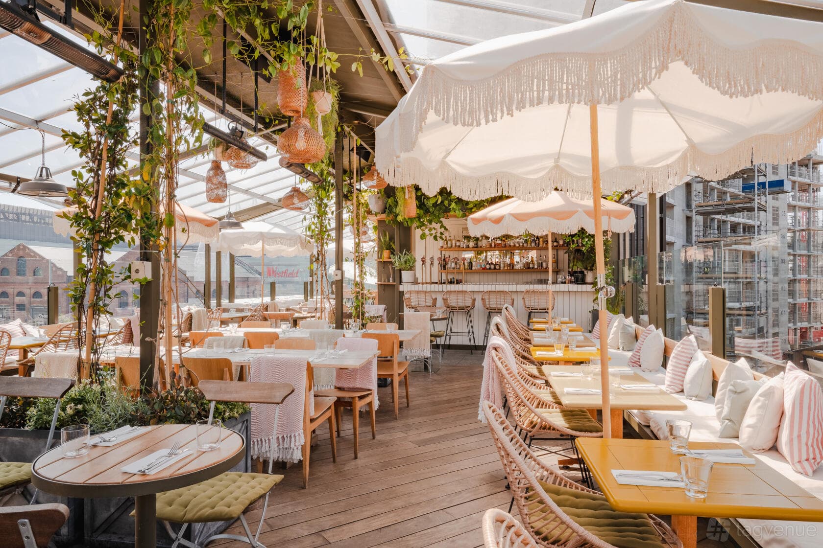 Broadcaster Rooftop event venue with biophilic design for social gatherings and parties.