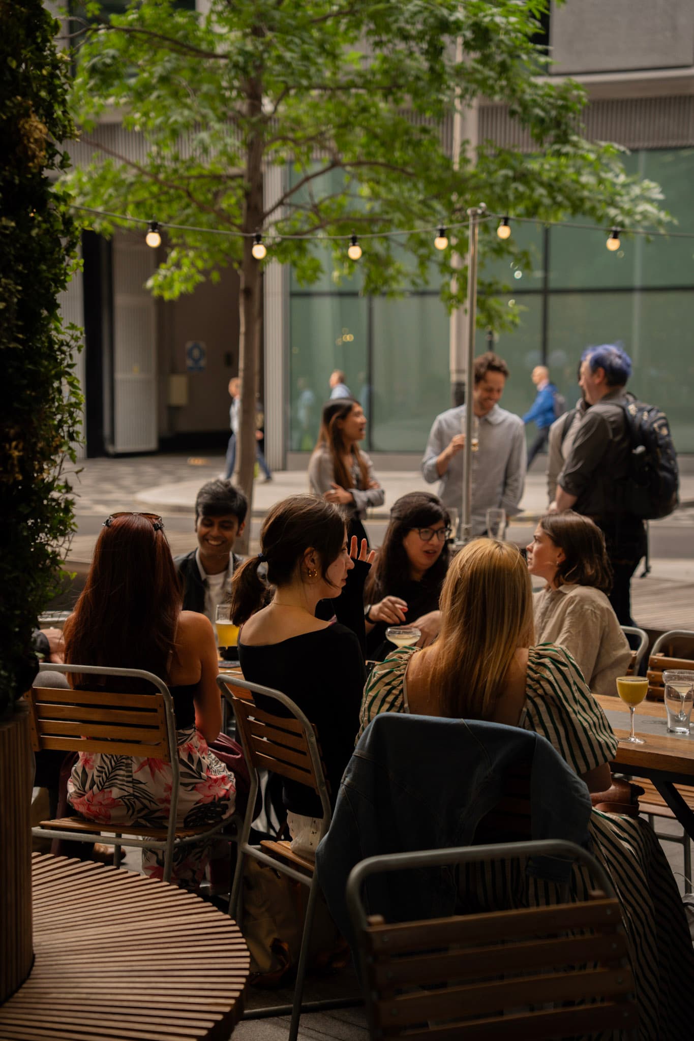 Open-air terrace at Big Belly Comedy Club, perfect for post-conference networking and corporate events.