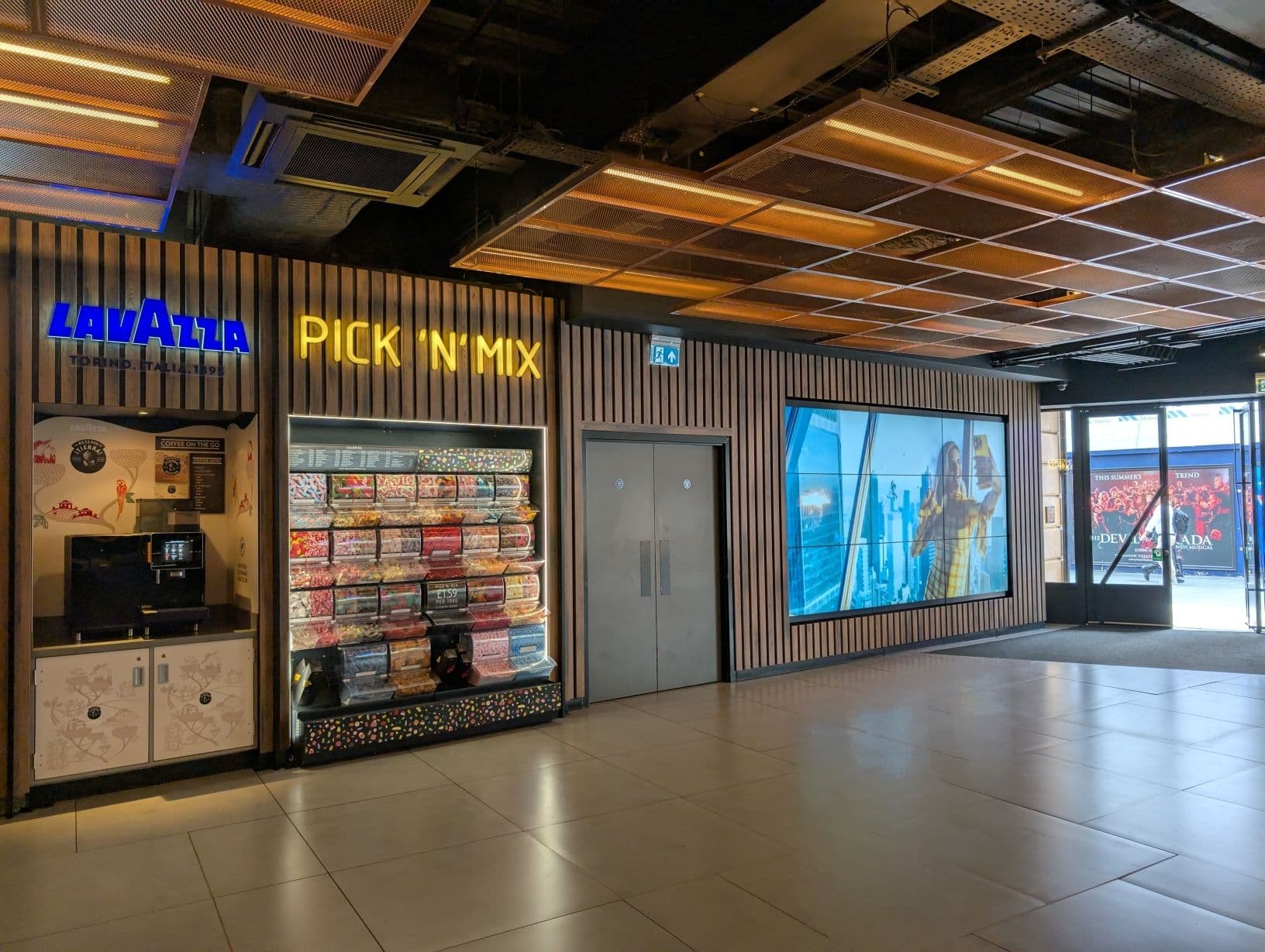 Modern break-out area at EPIC by Vue Leicester Square with coffee station for corporate events.