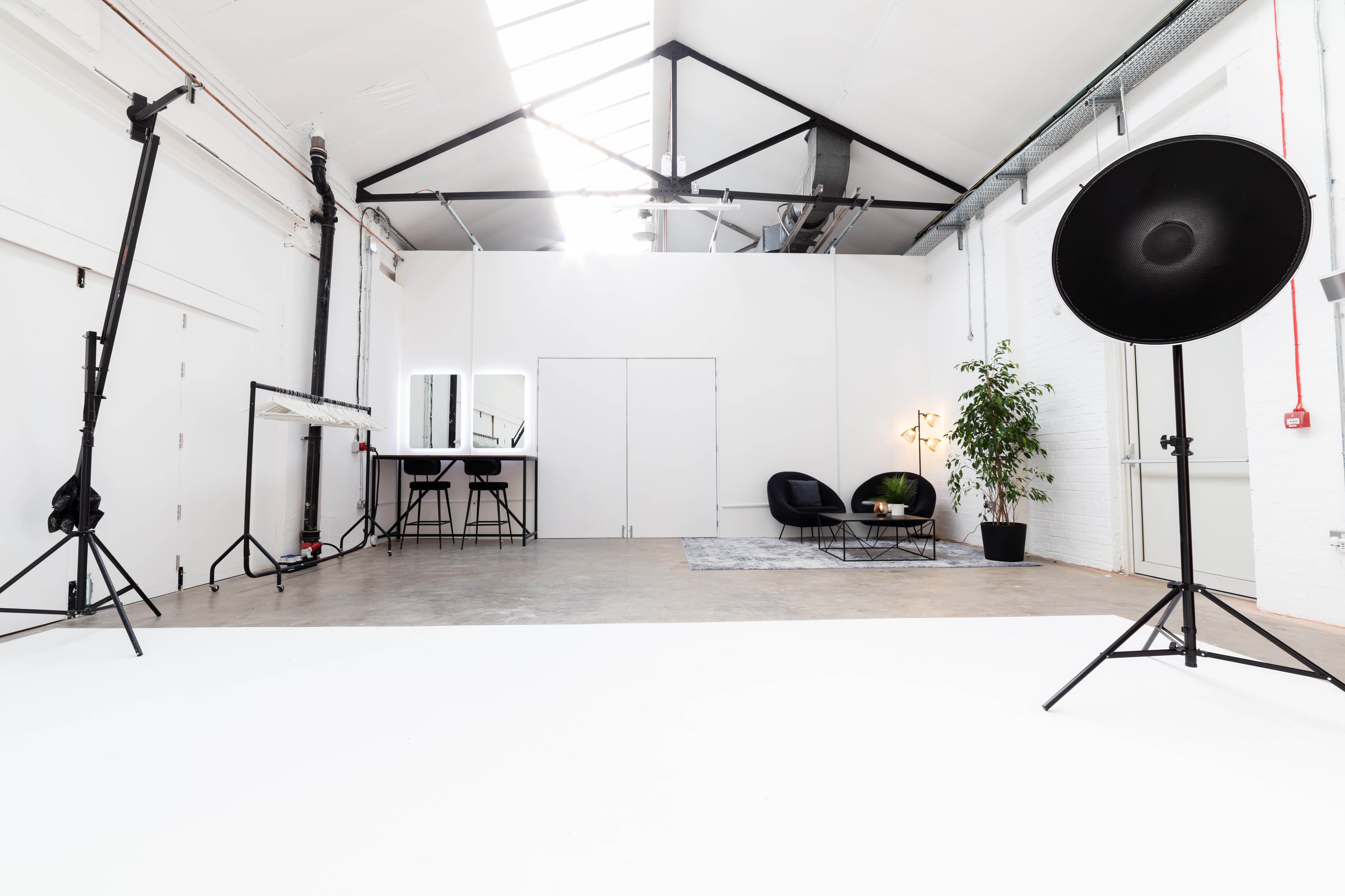 Industrial studio space at Qube Acton for branded content creation and VIP media events.