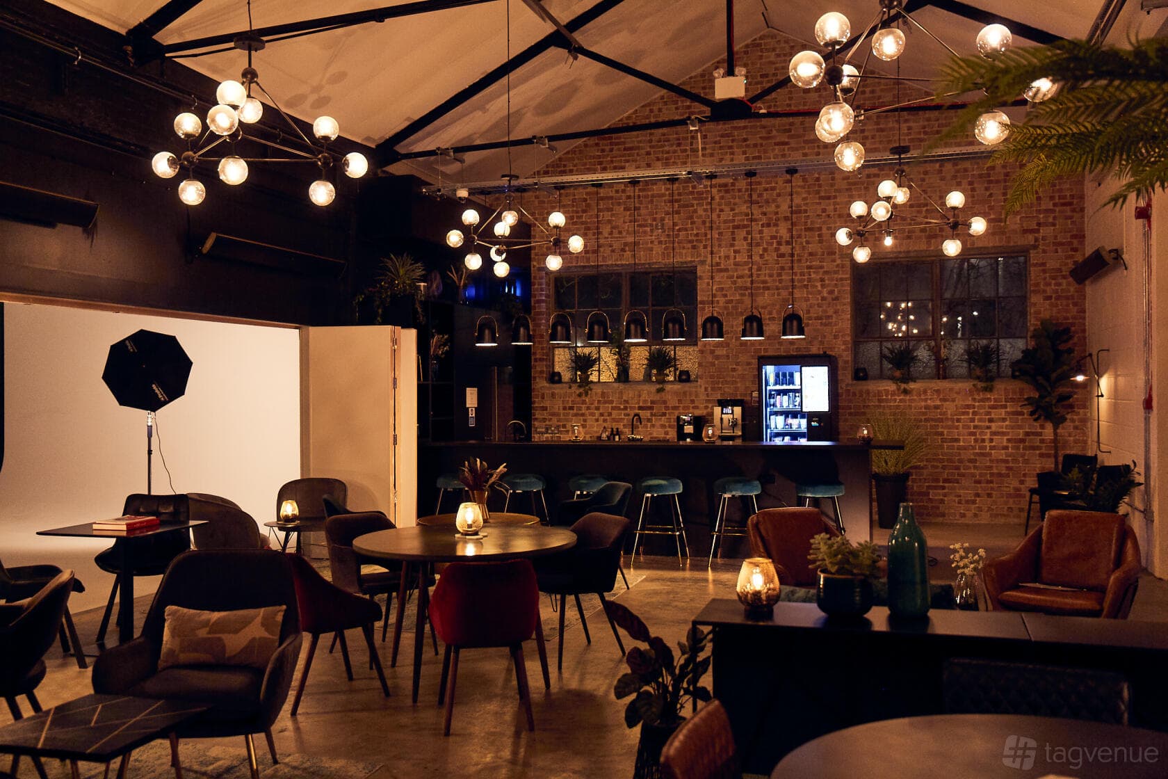 Podcast Suite at Qube Acton: Industrial-chic venue for networking events and creative workshops.