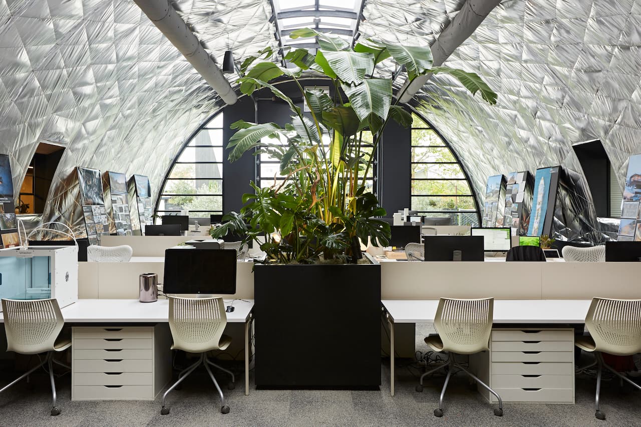 Biophilic coworking space at Qube Acton for creative workshops and corporate off-sites.