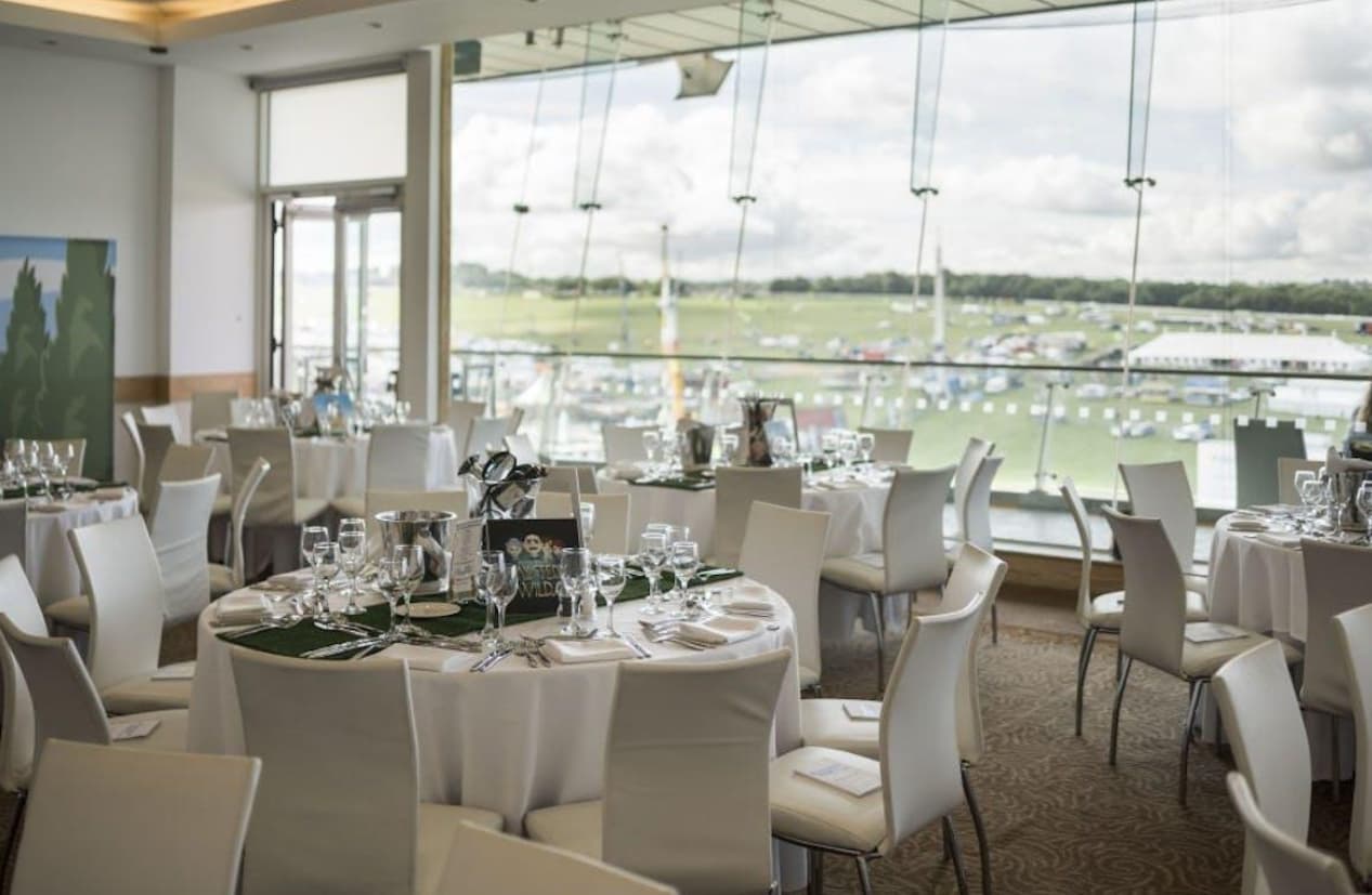 Gala dining suite at The View, Epsom Downs Racecourse, ideal for corporate events and hospitality.