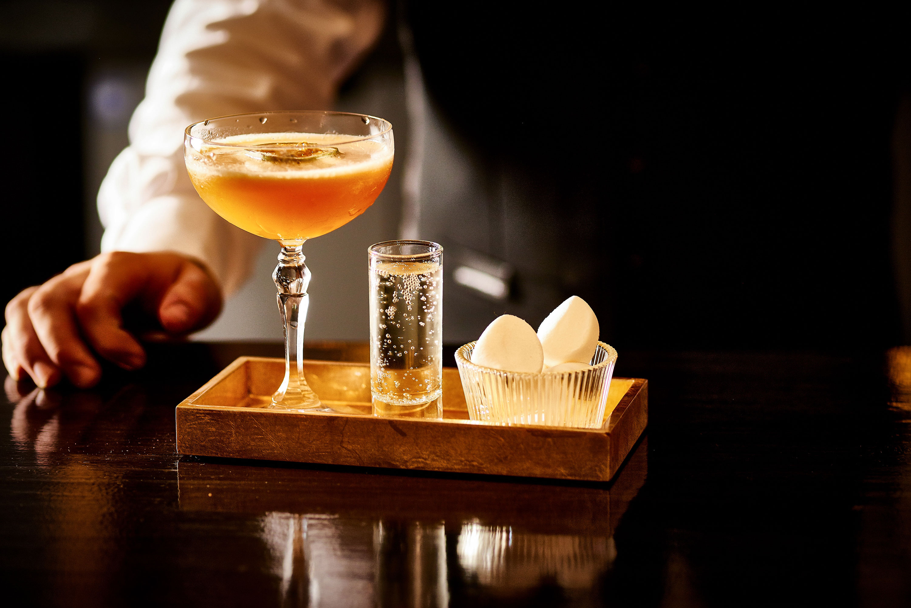 Stylish cocktail presentation at EVA, ABode Manchester for upscale events and networking.