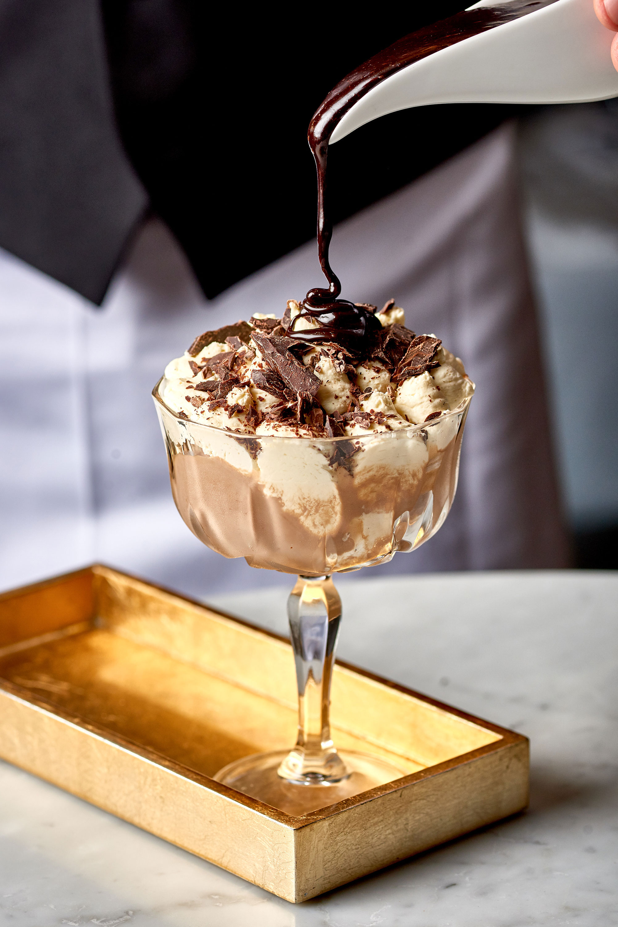 Elegant dessert in glassware at ABode Manchester for upscale events and corporate functions.