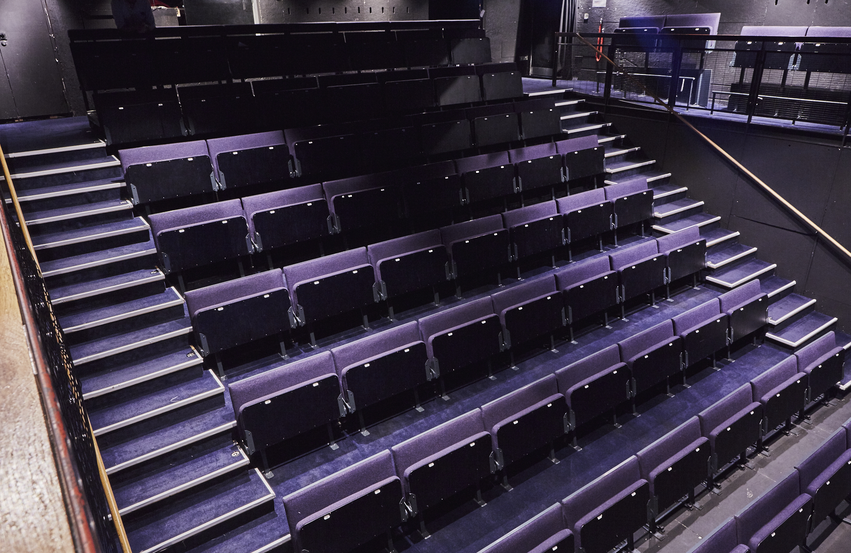 Main House Theatre in Soho: modern tiered seating for workshops and performances.