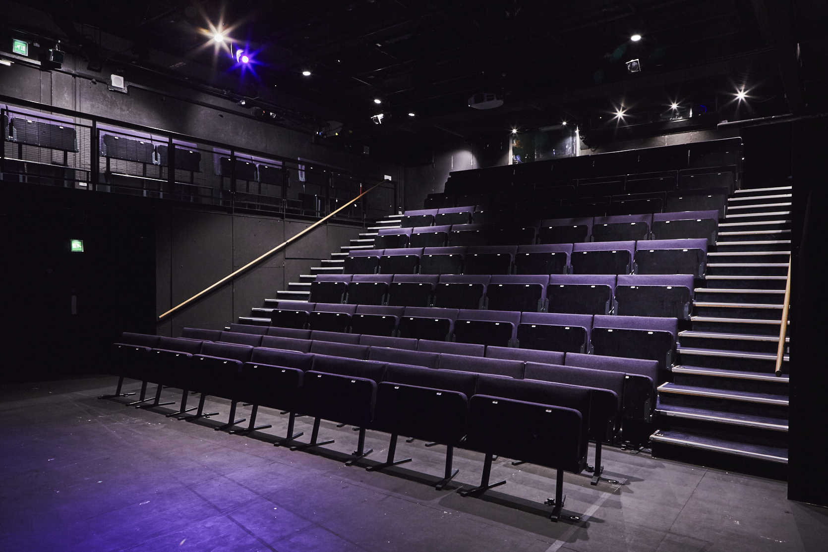 Main House Theatre in Soho: modern tiered seating for performances and workshops.