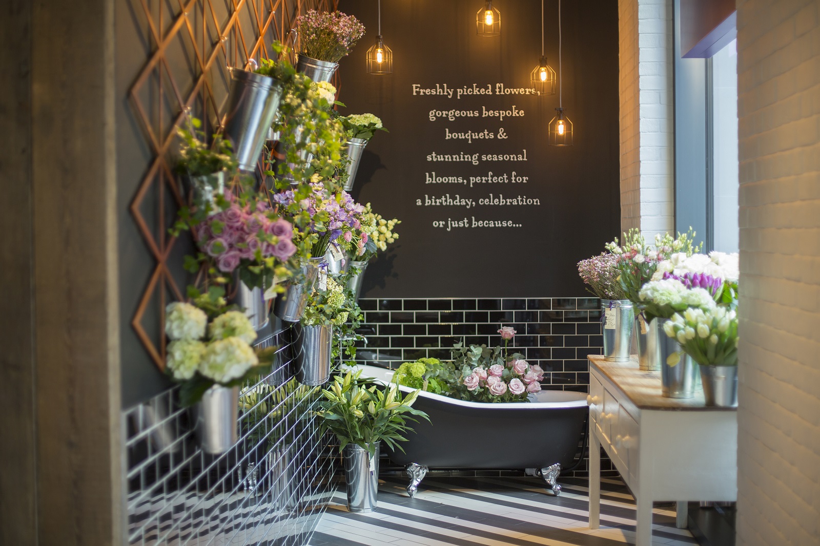 Floral display area in The Fable venue, perfect for elegant events and celebrations.