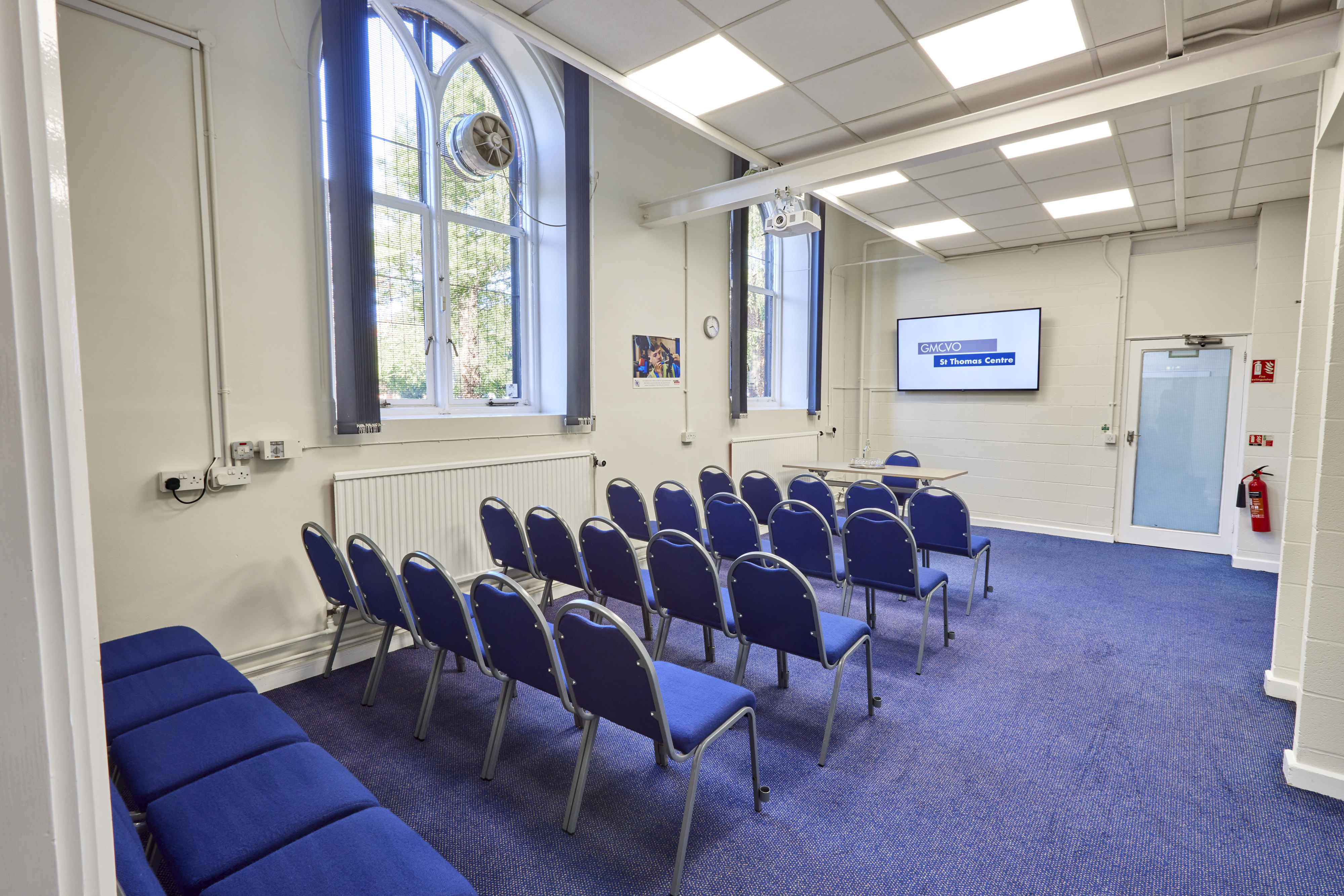 Gaskell Room at St Thomas Centre: bright meeting space for workshops and team meetings.