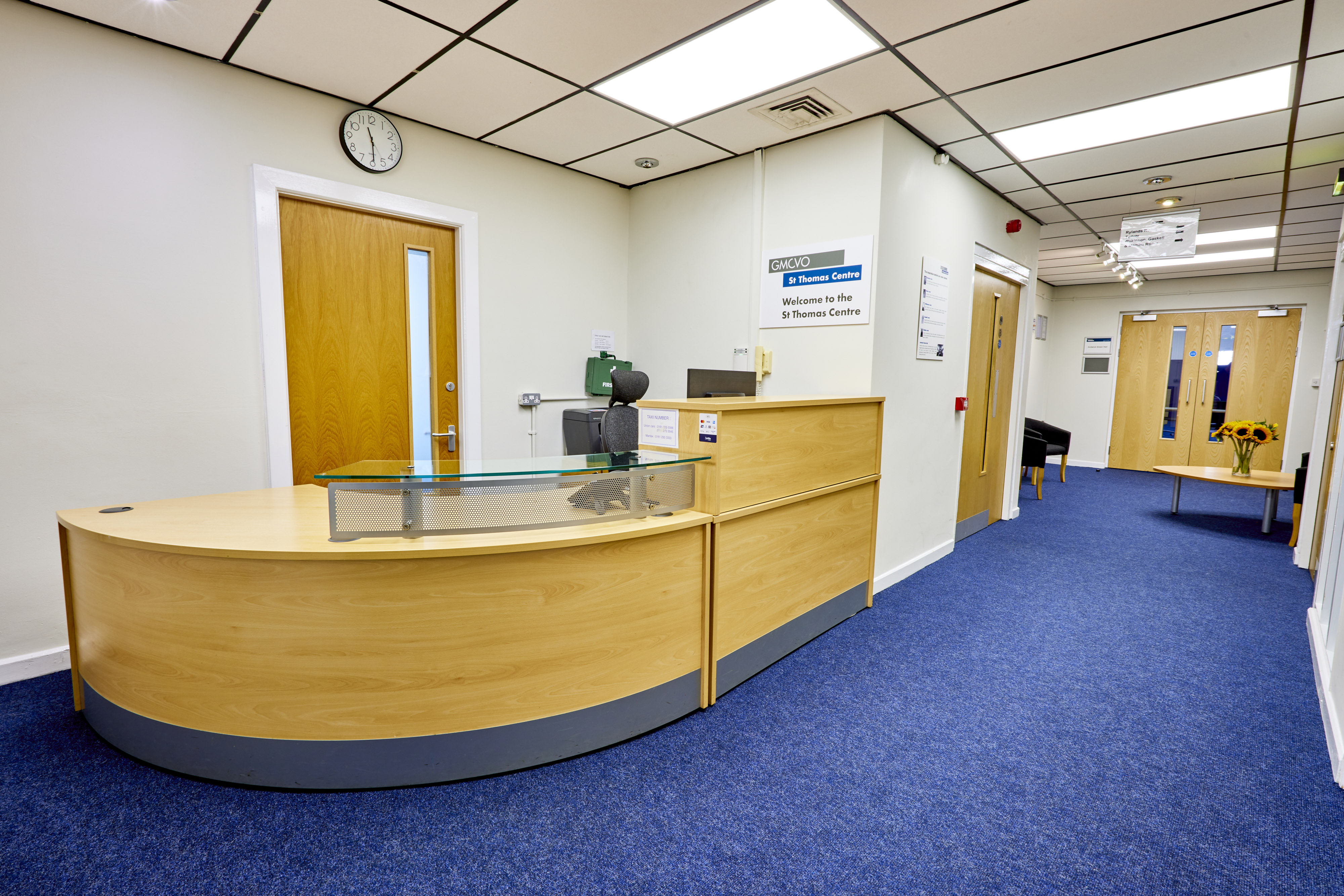 St Thomas Centre reception area with modern design, ideal for meetings and events.