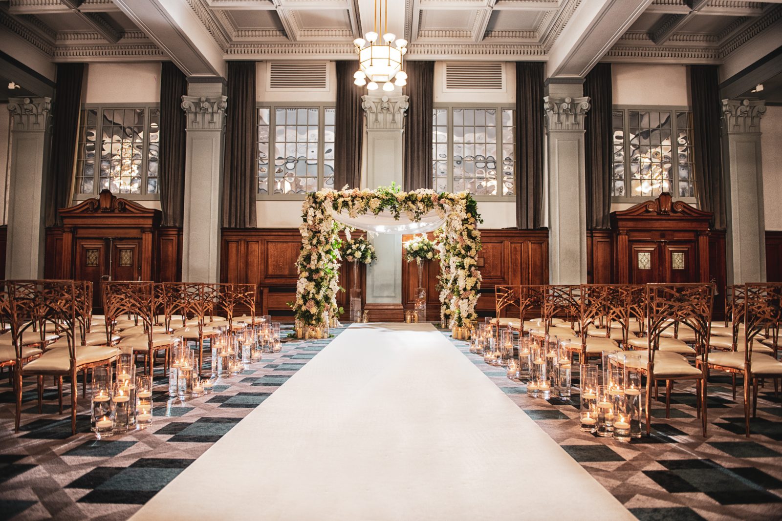 Elegant ballroom at Kimpton Clocktower Hotel, ideal for romantic weddings and formal events.