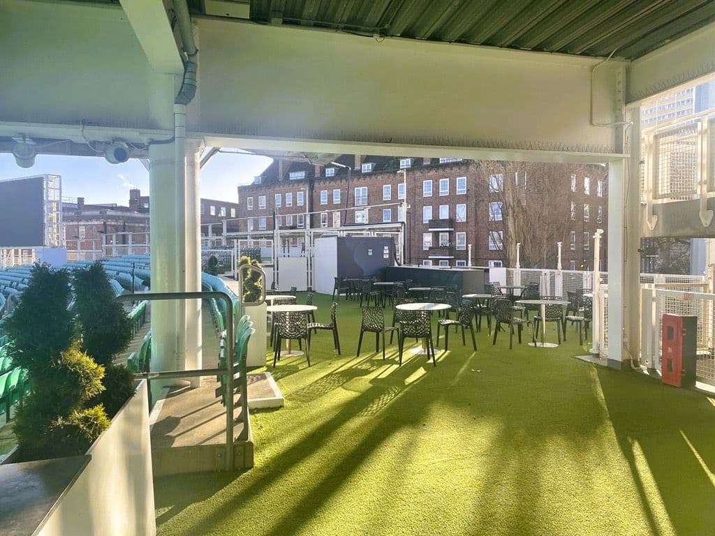Pakistan Room at Kia Oval: Covered outdoor terrace for networking and corporate events.