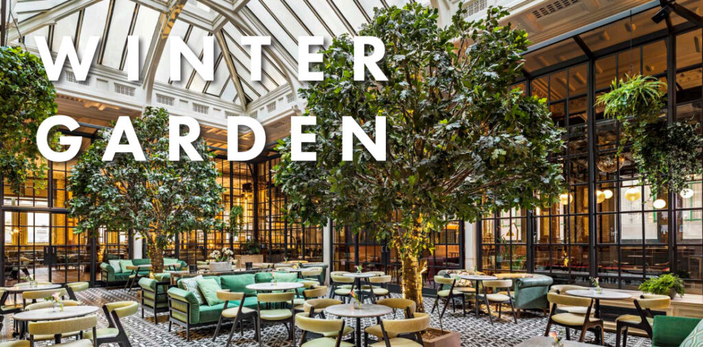 Winter Garden atrium venue at Kimpton Clocktower Hotel for corporate events and cocktail receptions.