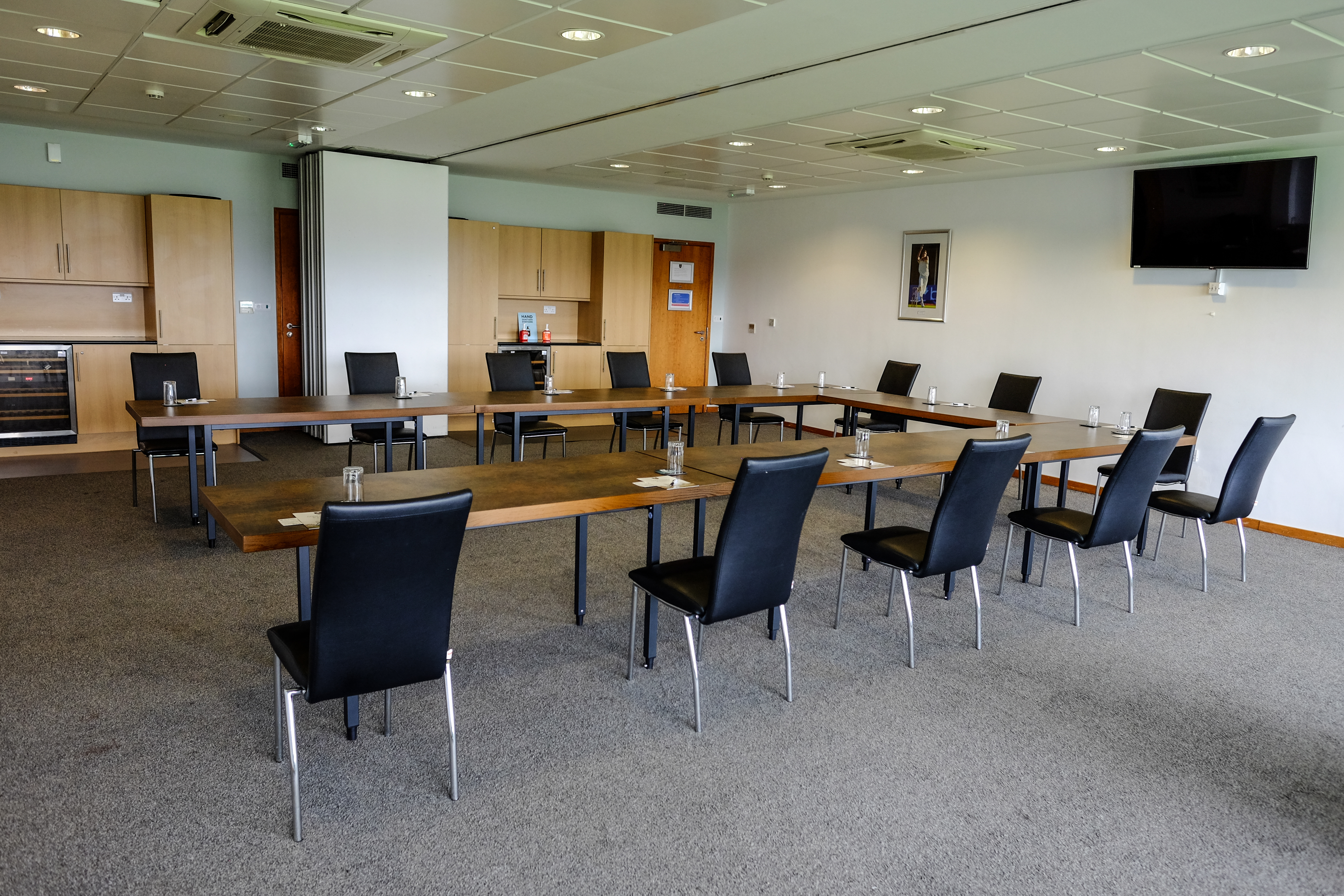 Double Executive Box at Kia Oval: modern meeting room with large table for corporate events.