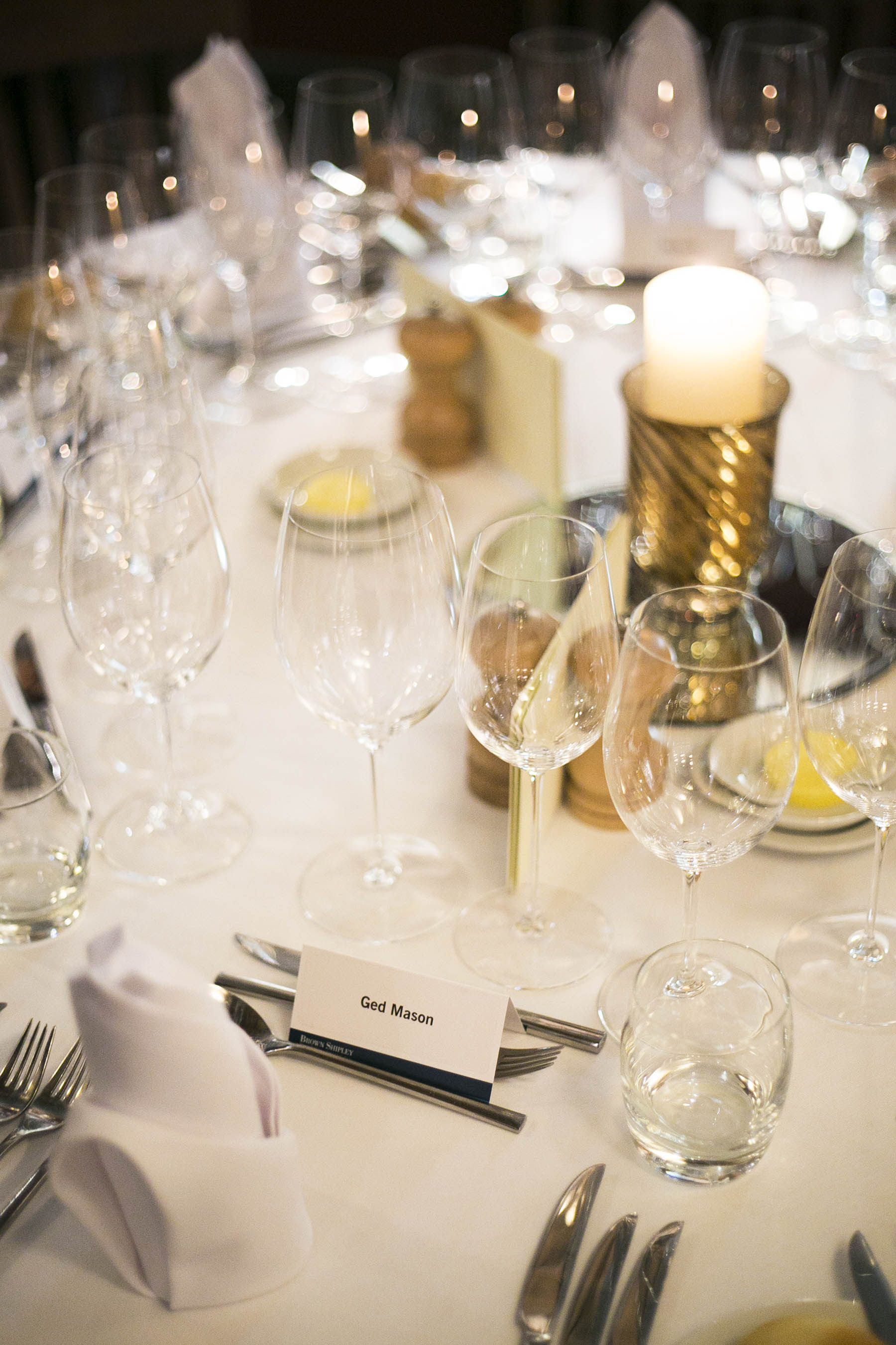 Elegant dining table setup in Thomas Worthington Room for formal events.