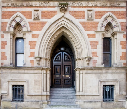 Elegant entrance of The Restaurant in Fountain House, perfect for upscale events.