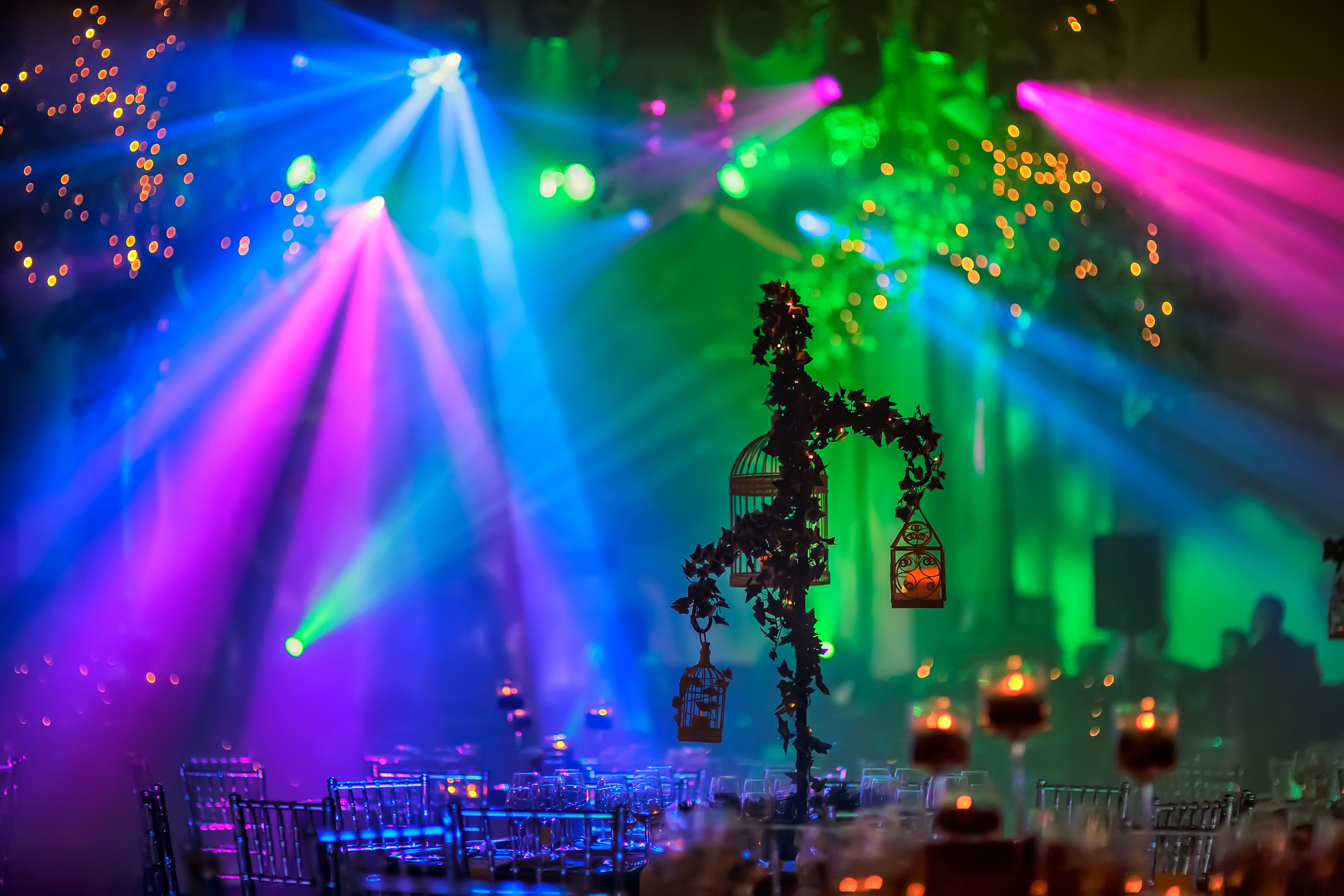 Vibrant event space at 8 Northumberland Avenue with dynamic lighting for celebrations.