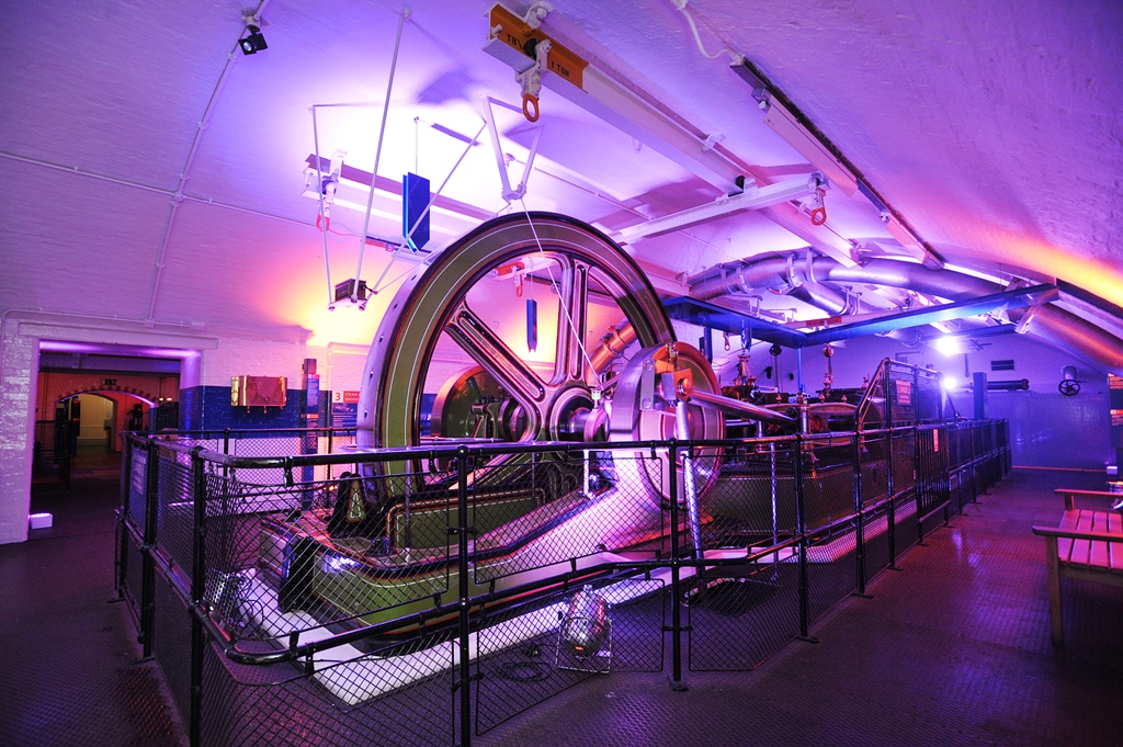 Engine Rooms in Tower Bridge with vintage machinery wheel, perfect for corporate events.