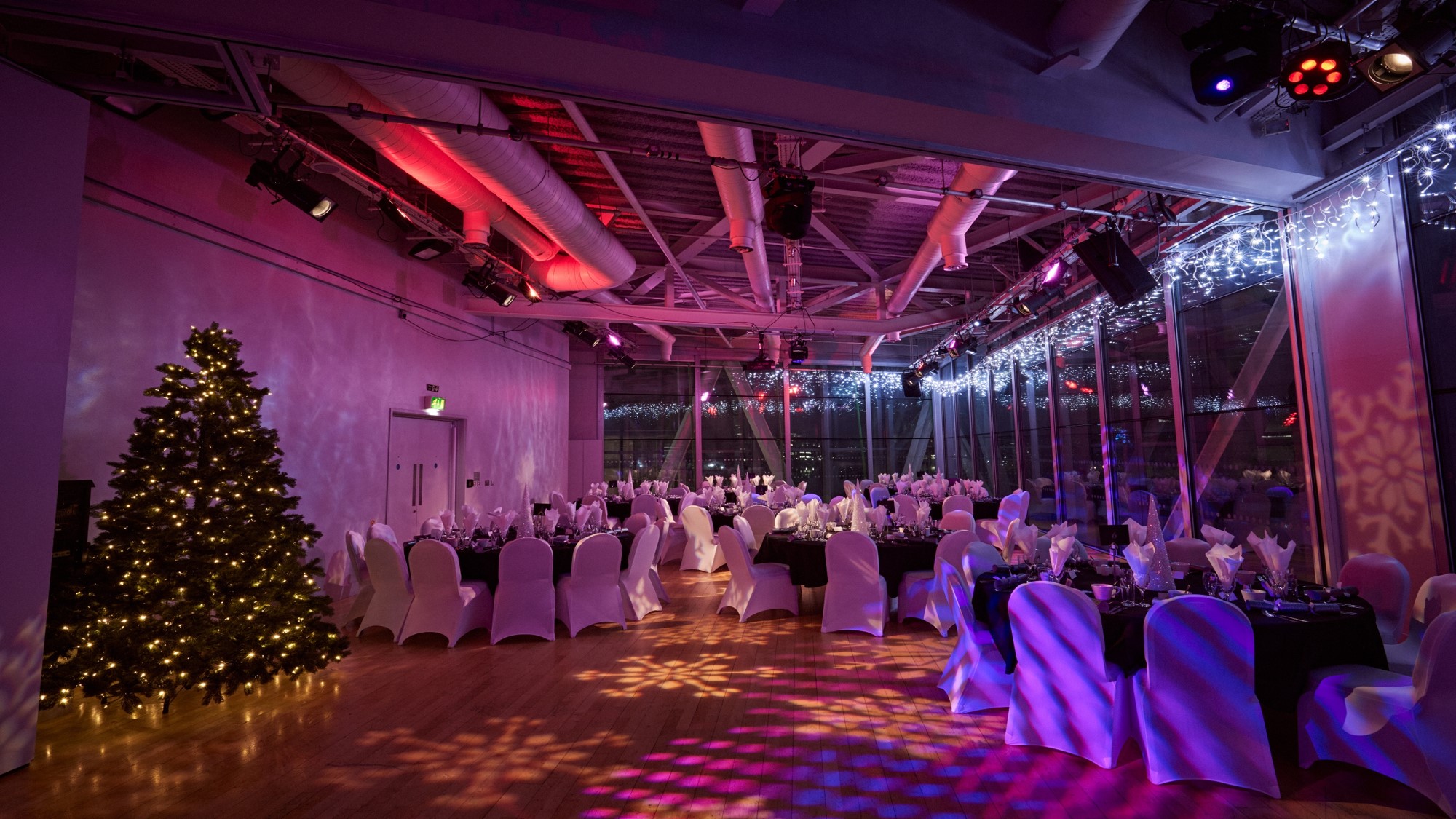 Elegant event space at The Aldridge Studio, perfect for festive gatherings and holiday parties.