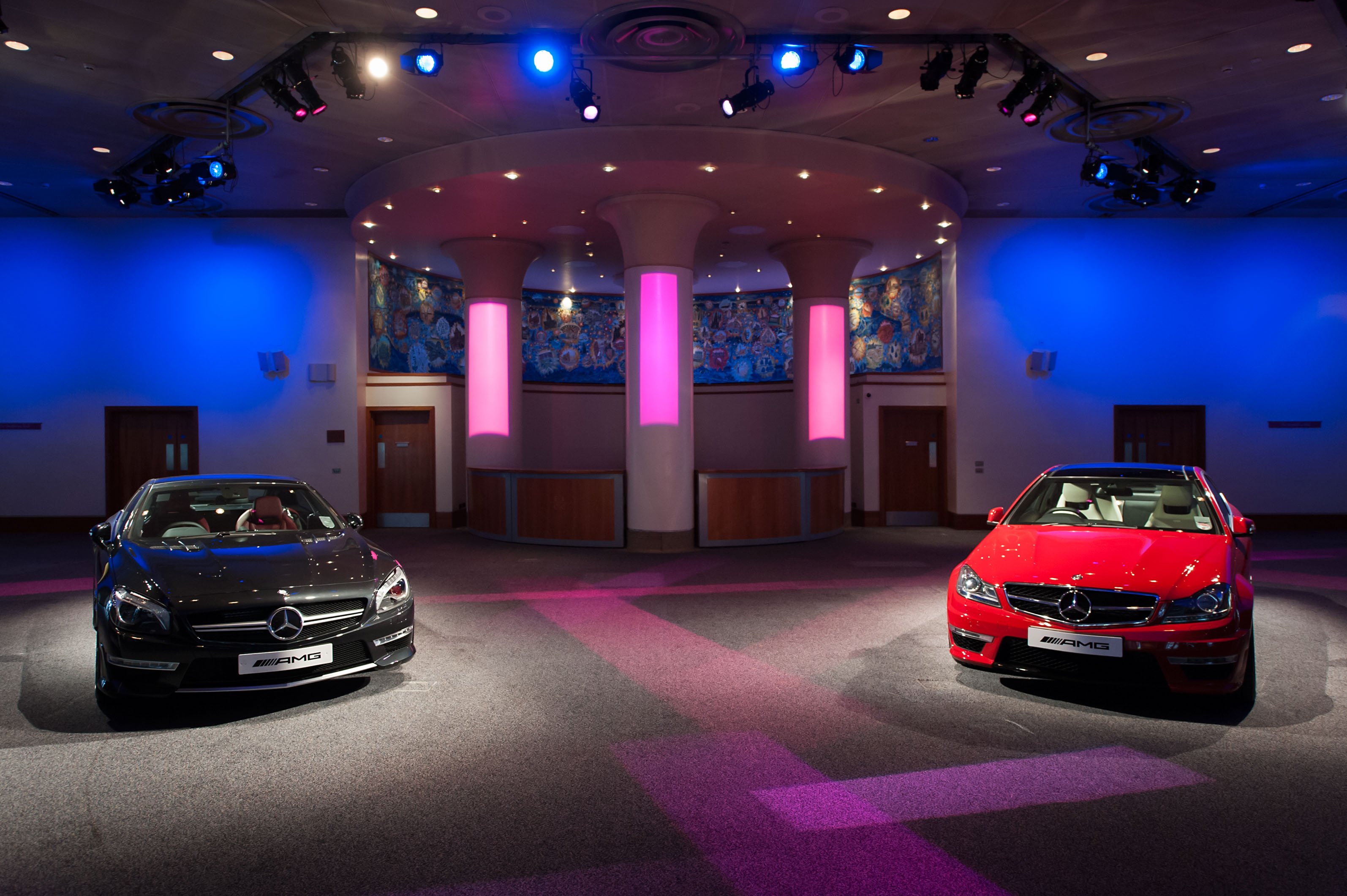 Strathblane Hall with luxury cars, ideal for automotive showcases and product launches.