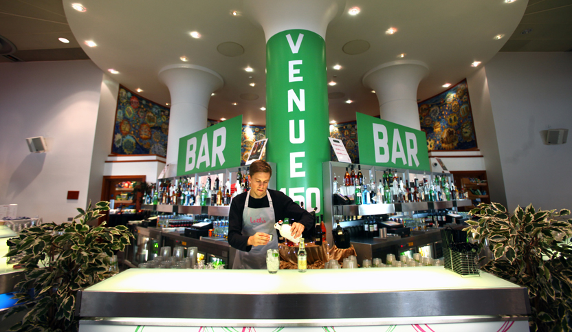 Strathblane Hall bar at Edinburgh venue, vibrant drinks selection for events and networking.