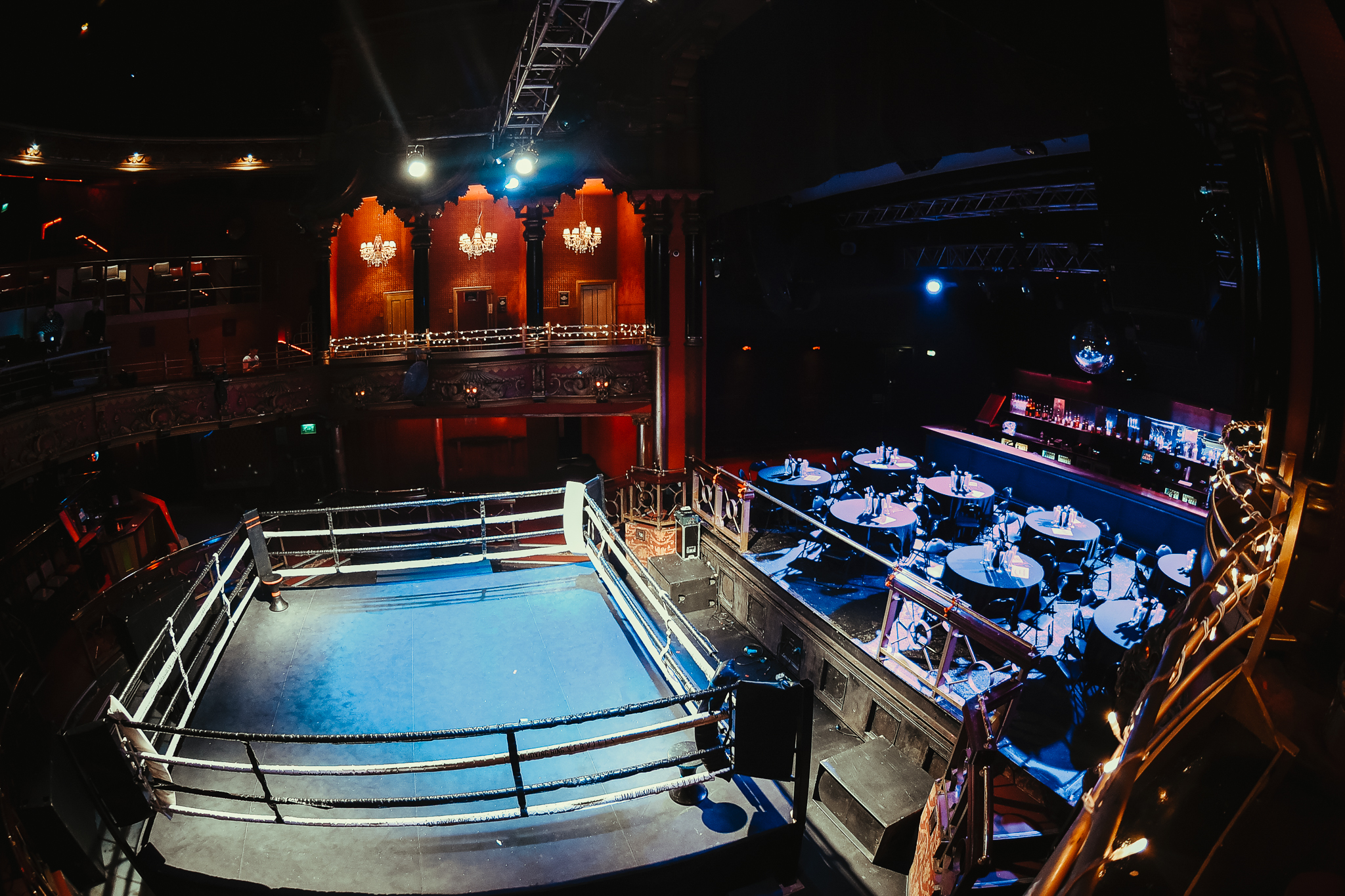 Whole Venue in The Grand with boxing ring, ideal for dynamic parties and corporate events.