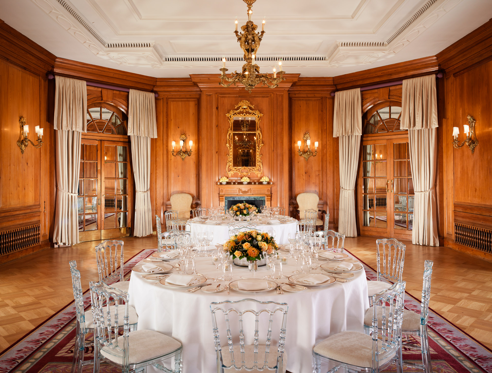 Elegant banquet room at The Dorchester, ideal for weddings and corporate events.