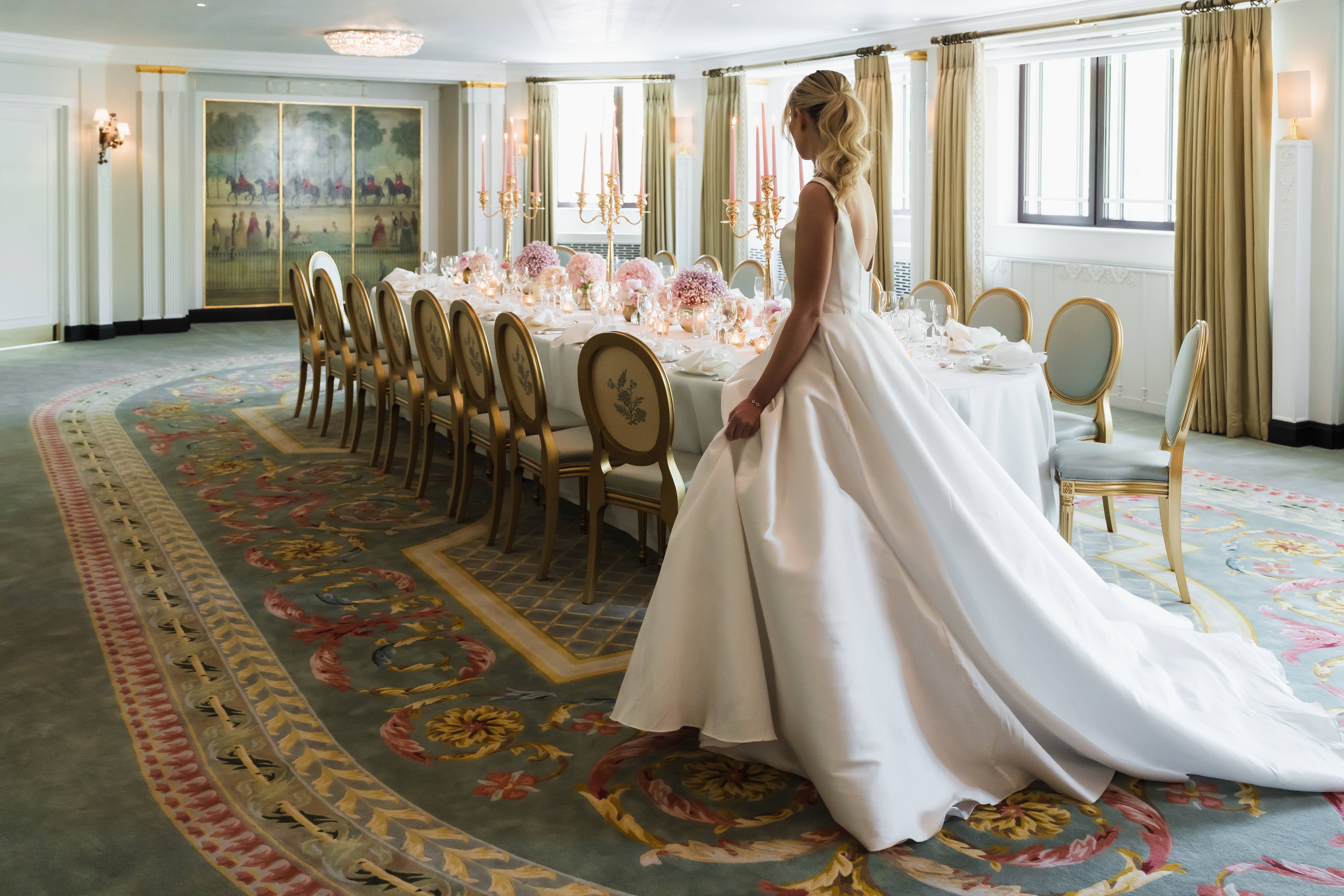 Elegant banquet table in Park Suite, The Dorchester for weddings and corporate events.