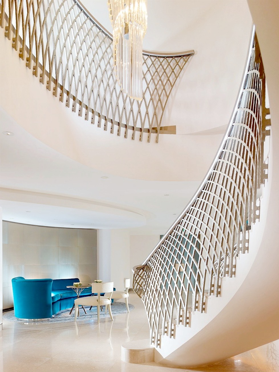 Elegant staircase in Crystal Suite, The Dorchester - perfect for events and networking.
