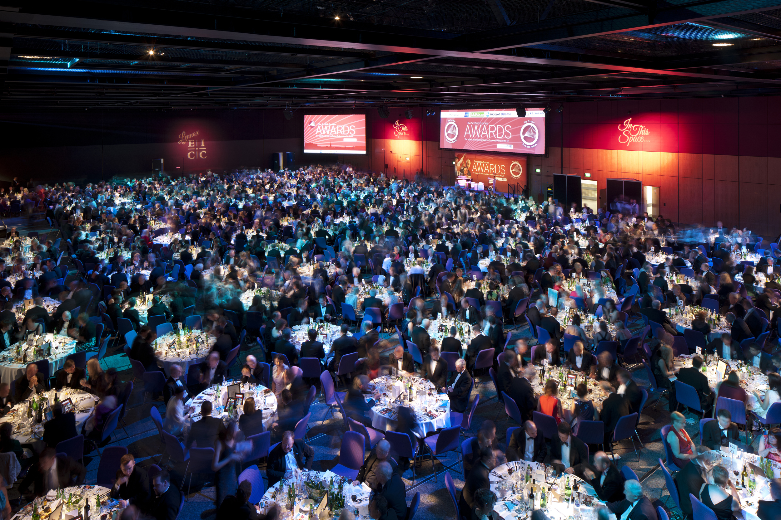 Lennox Suite awards dinner in Edinburgh, featuring elegant tables and vibrant atmosphere.