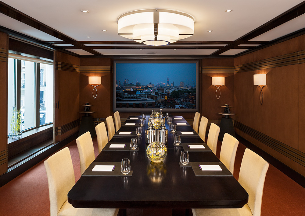 Sophisticated Media Room at 45 Park Lane, ideal for meetings and presentations.