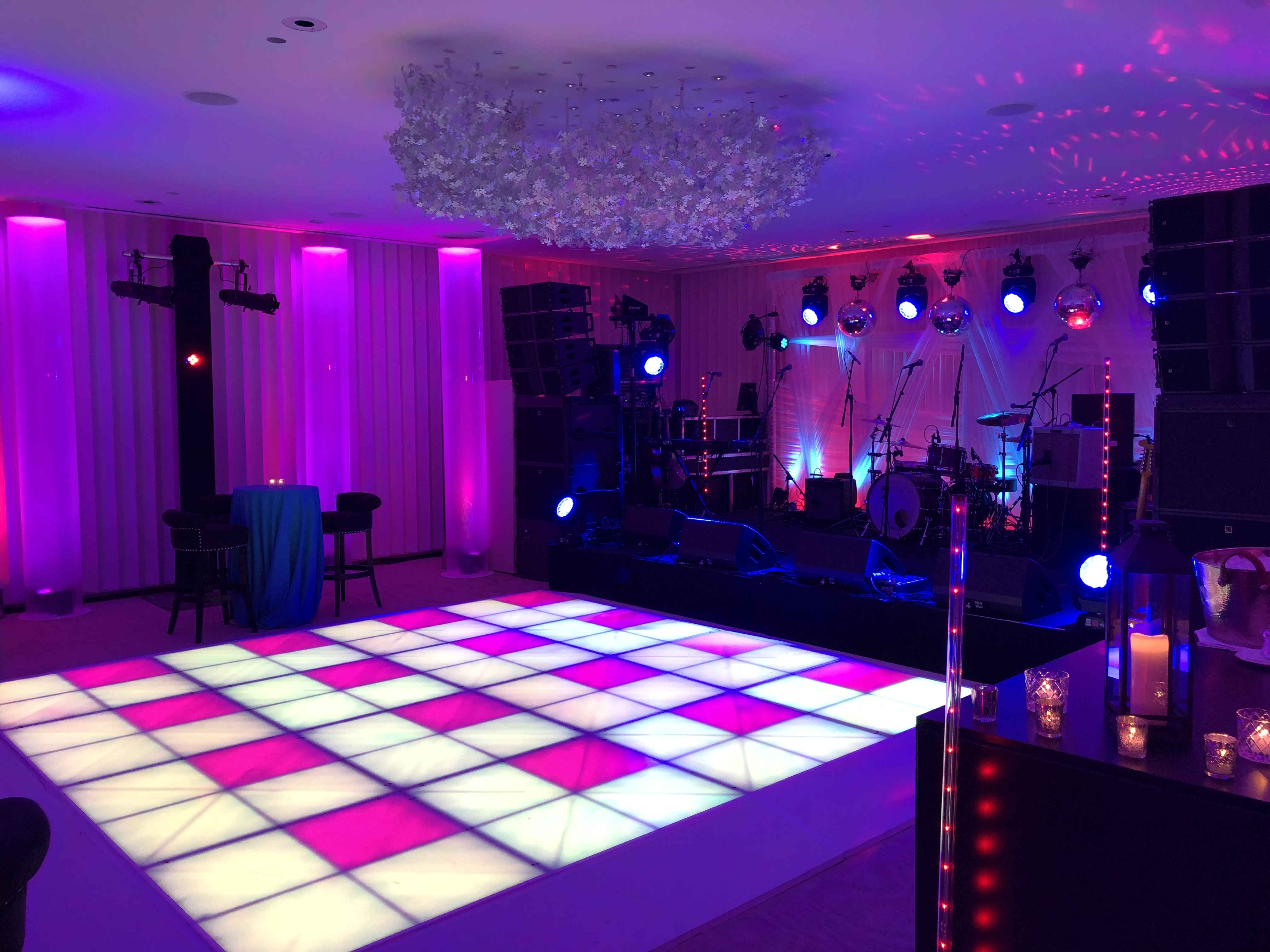Oval Room & Garden Room at Coworth Park, vibrant dance floor for events and celebrations.